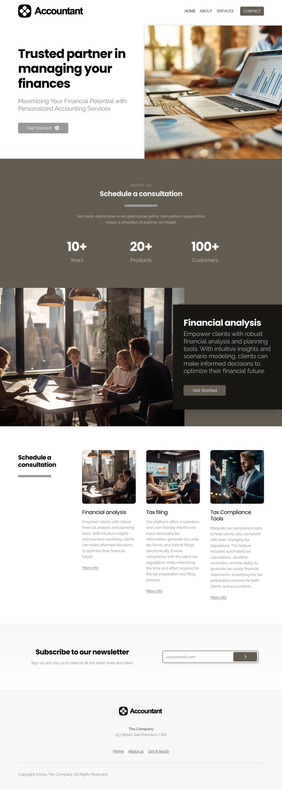 Accountant Website Template - Ideal for accounting professionals, bookkeepers, financial service providers, CPAs, CFOs, and small business owners looking to showcase their financial services online.