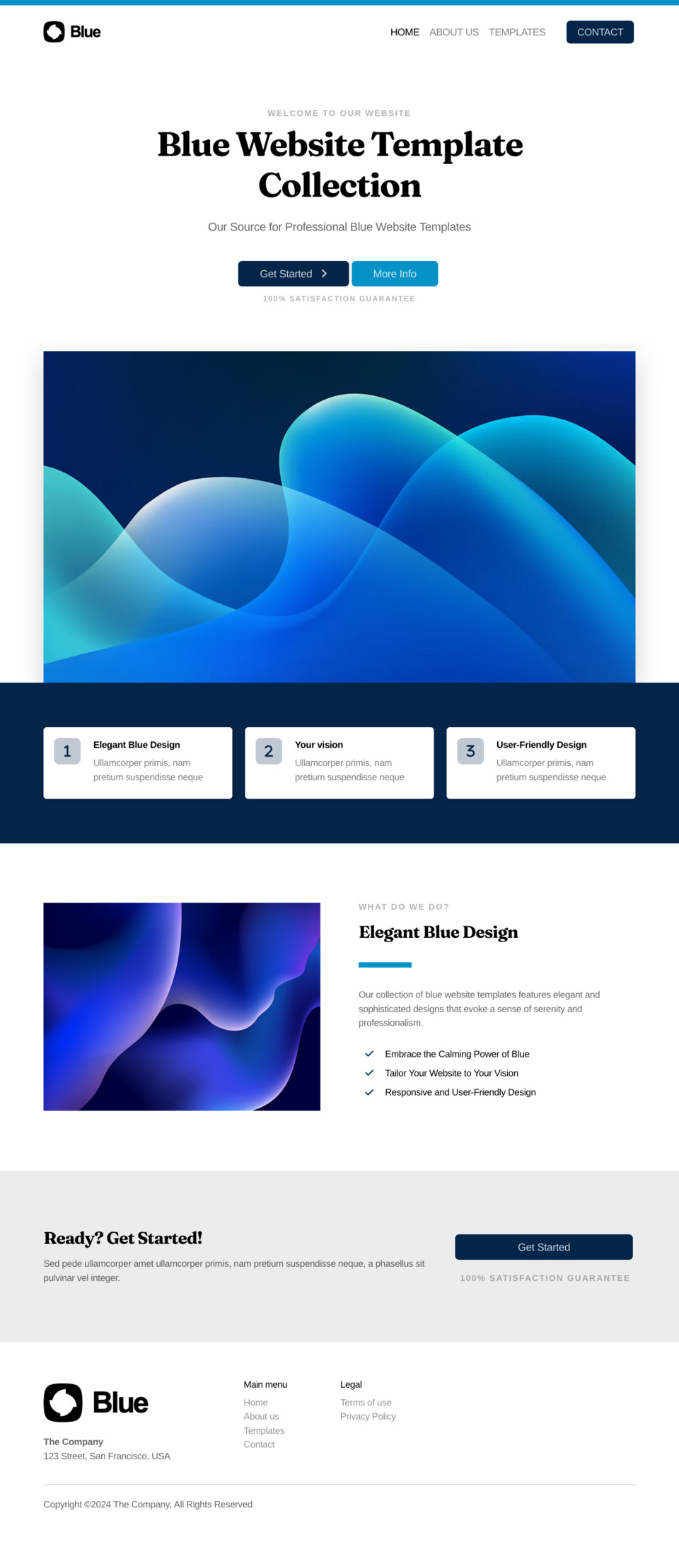 Blue Website Template - Ideal for online businesses, marketing professionals, educators, and anyone looking for a visually appealing and easy-to-manage website.