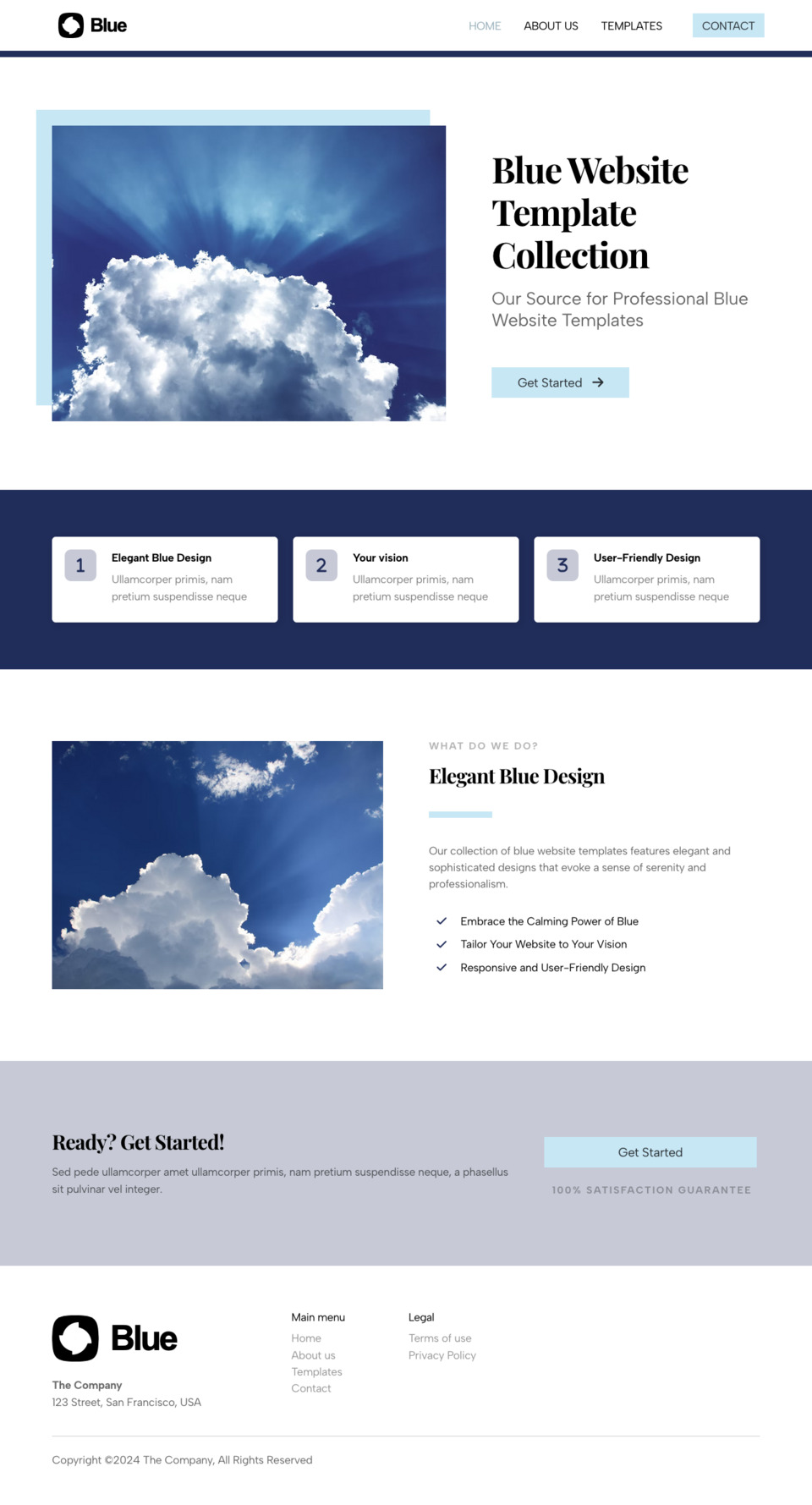 Blue Website Template - Ideal for online businesses, marketing professionals, educators, and anyone looking for a visually appealing and easy-to-manage website.