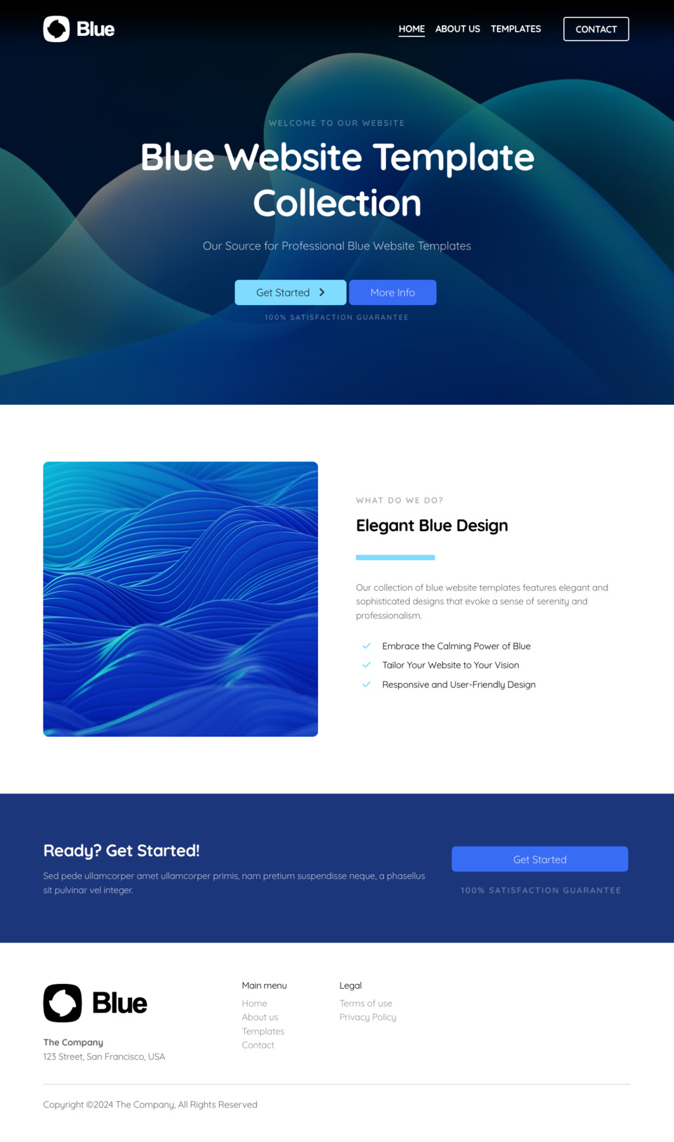 Blue Website Template - Ideal for online businesses, marketing professionals, educators, and anyone looking for a visually appealing and easy-to-manage website.