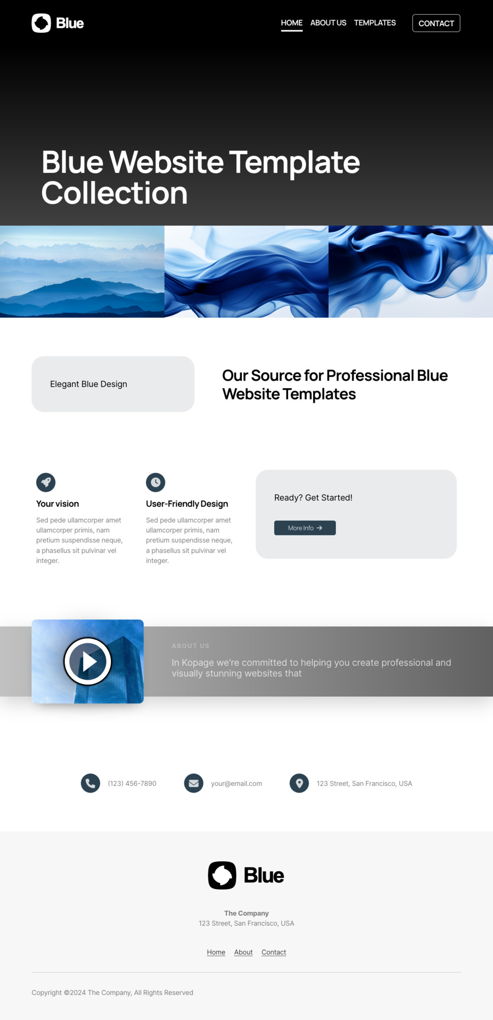 Blue Website Template - Ideal for online businesses, marketing professionals, educators, and anyone looking for a visually appealing and easy-to-manage website.