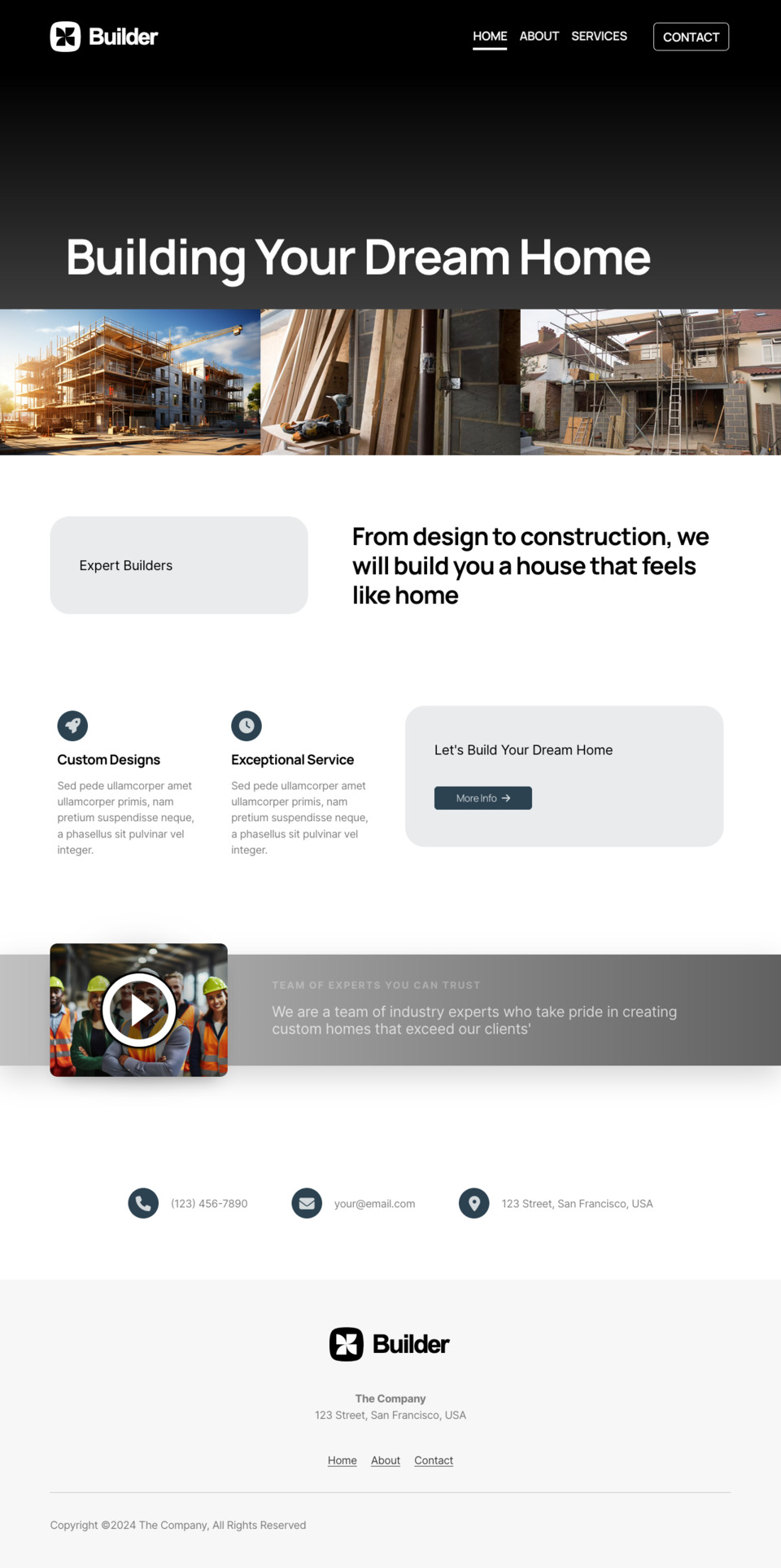 Builder Website Template - Ideal for home builders, construction companies, architects, and general contractors looking to create a professional online presence.