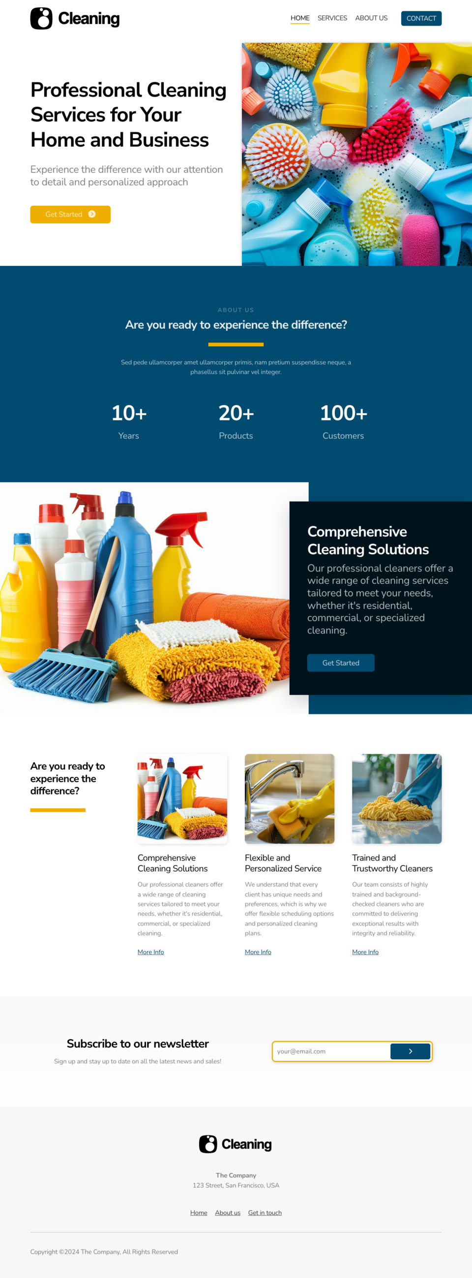 Cleaning Service Website Template - Ideal for cleaning service providers, maid services, and small businesses in the cleaning industry