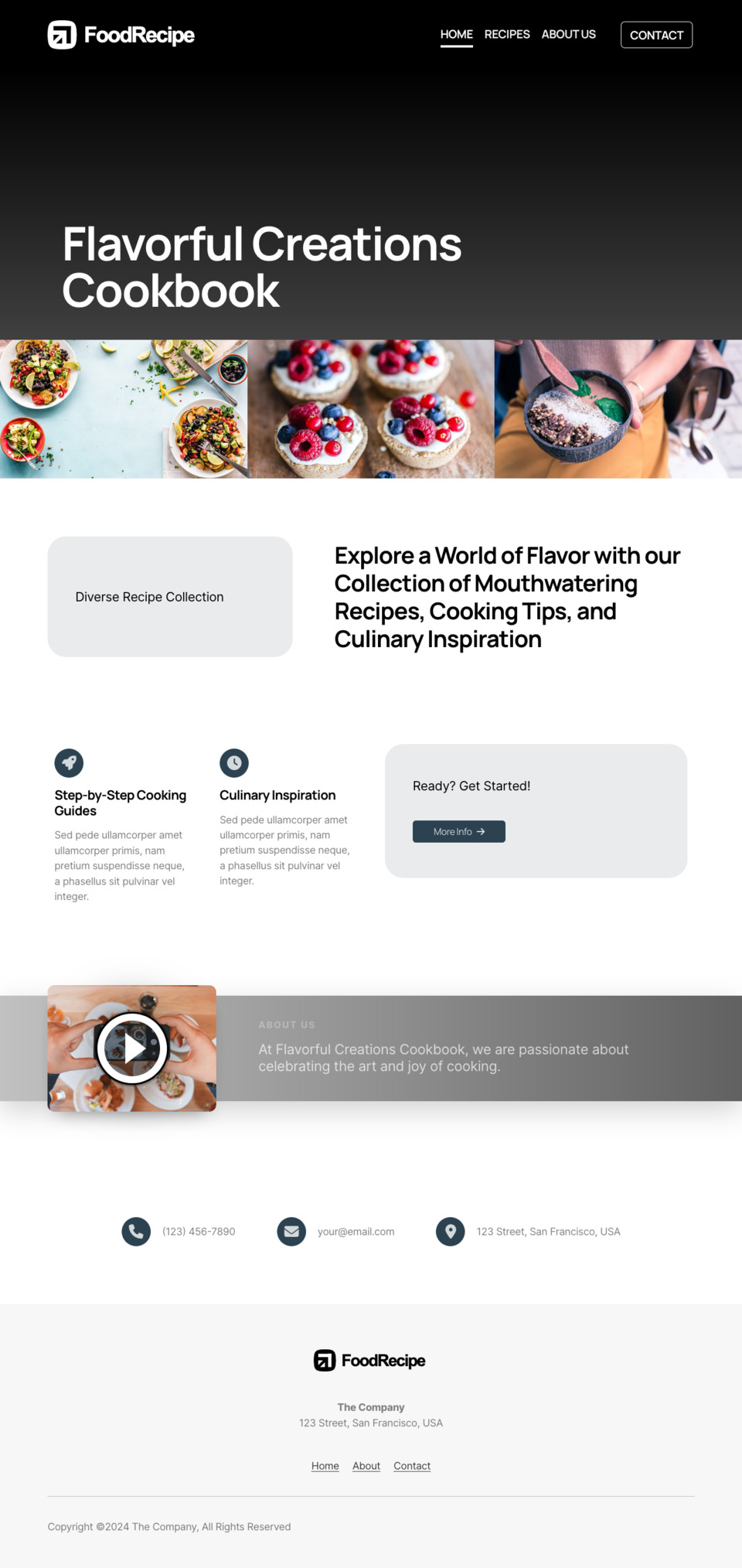 Food Recipe Website Template - Food bloggers, restaurants, meal planners, cooking enthusiasts