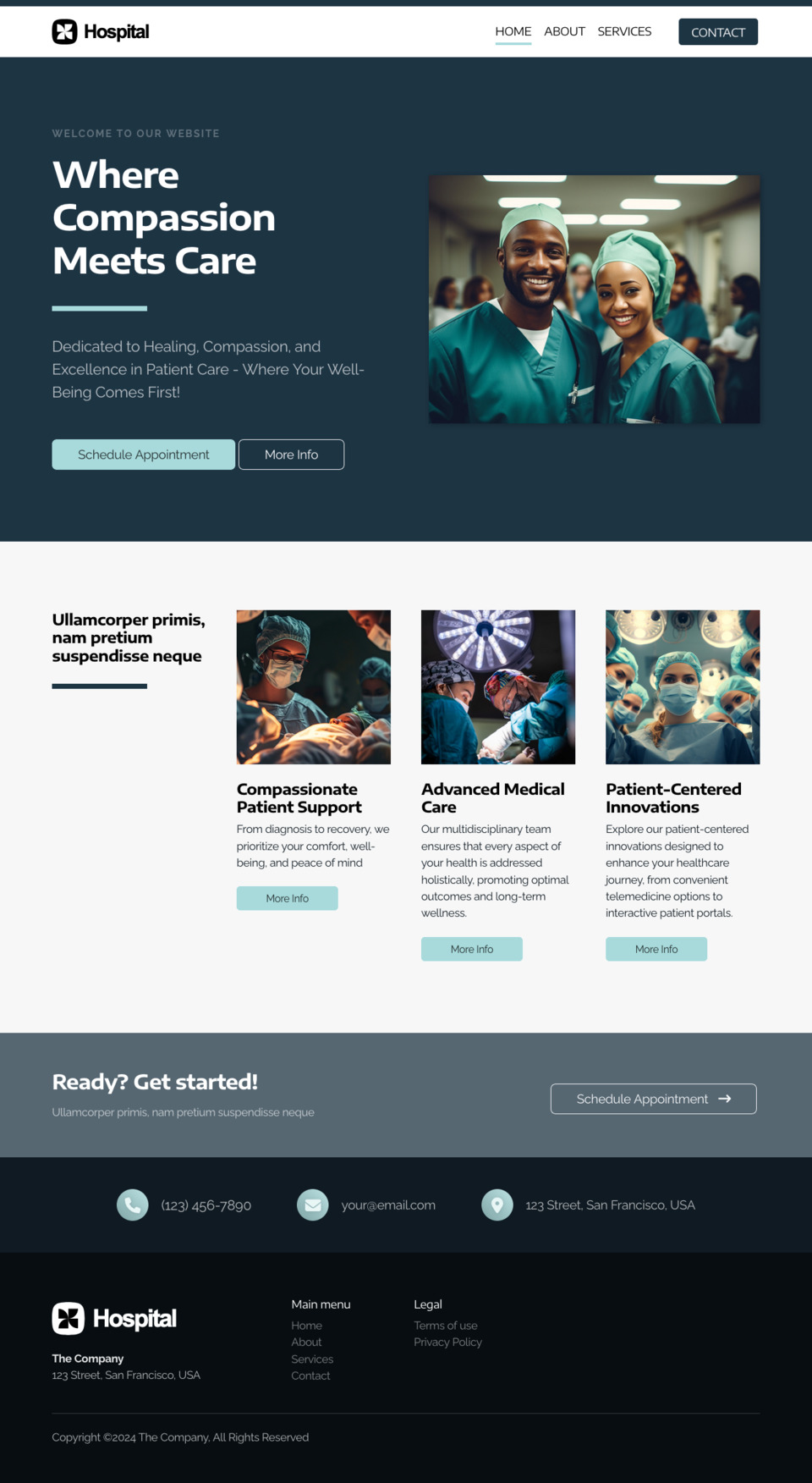 Hospital Website Template - Perfect for hospitals, medical centers, labs, clinics, and any healthcare-related business.