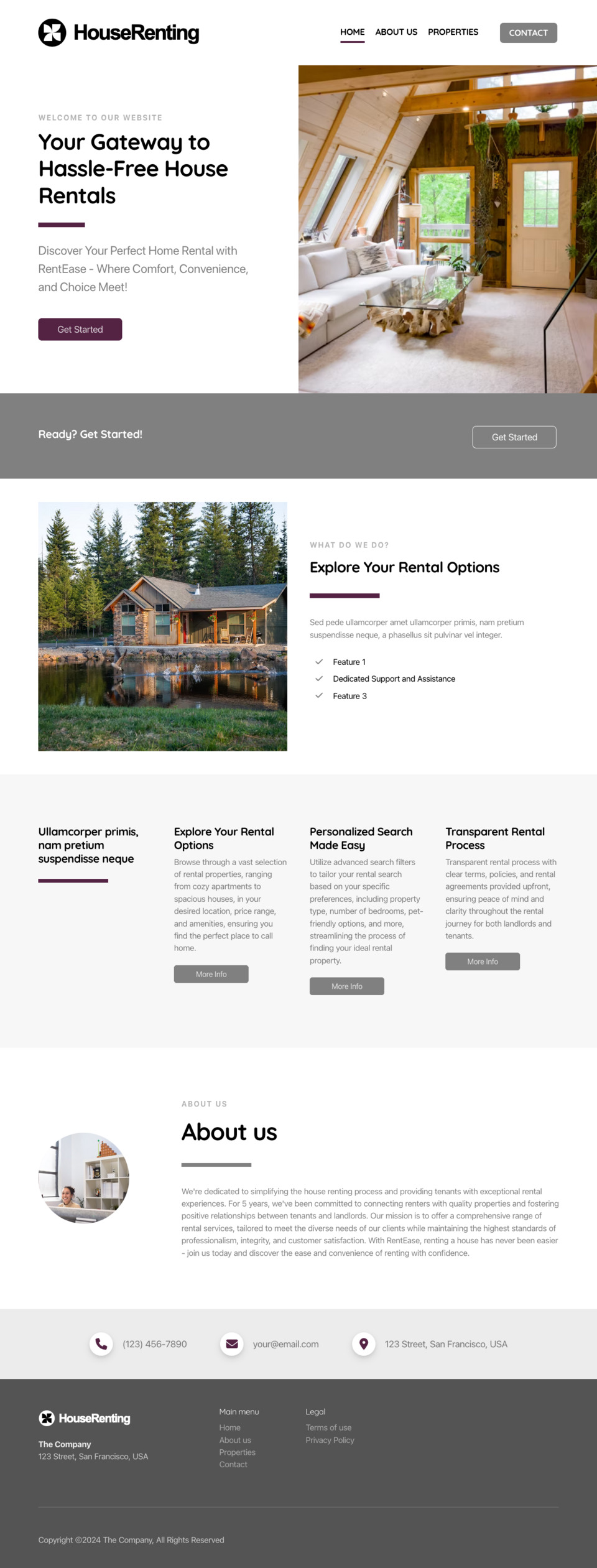 House Renting Website Template - Ideal for property managers, vacation rental owners, rental agencies, property management companies, and anyone in the rental industry.