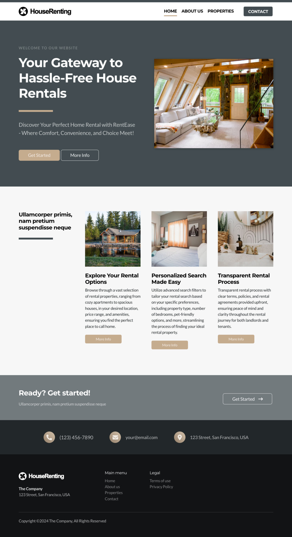 House Renting Website Template - Ideal for property managers, vacation rental owners, rental agencies, property management companies, and anyone in the rental industry.