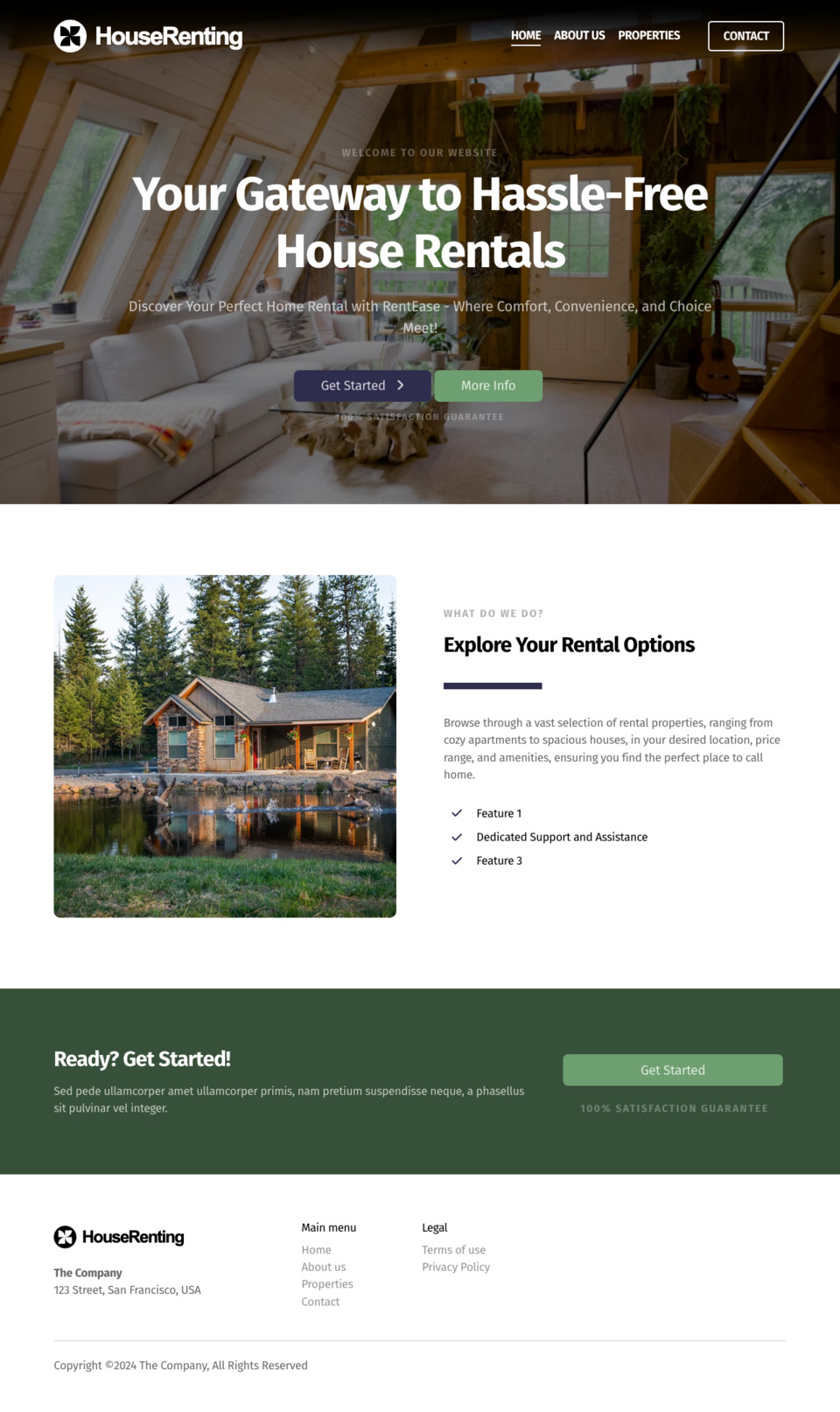 House Renting Website Template - Ideal for property managers, vacation rental owners, rental agencies, property management companies, and anyone in the rental industry.