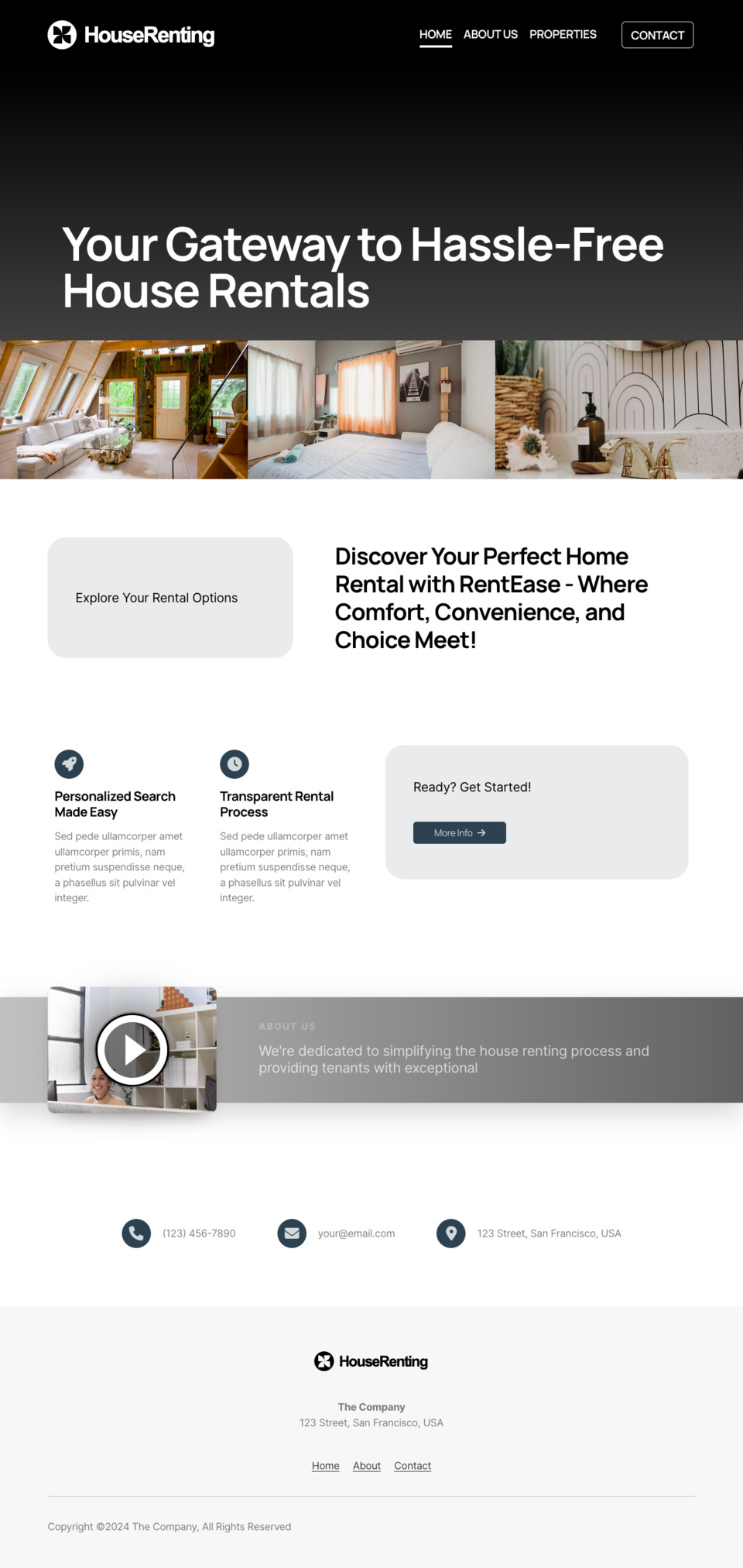 House Renting Website Template - Ideal for property managers, vacation rental owners, rental agencies, property management companies, and anyone in the rental industry.