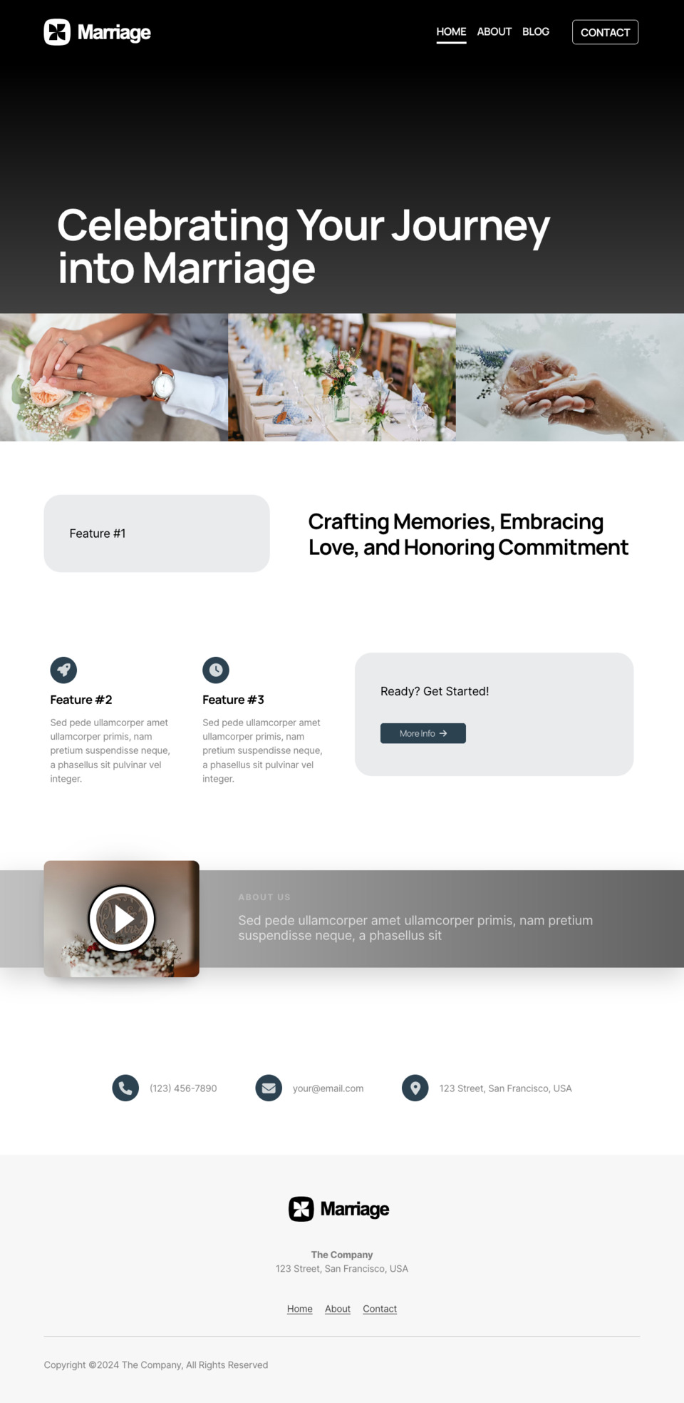 Marriage Website Template - Ideal for wedding planners, marriage counselors, relationship bloggers, love coaches, honeymoon planners, and anyone looking to create a website about love and relationships.