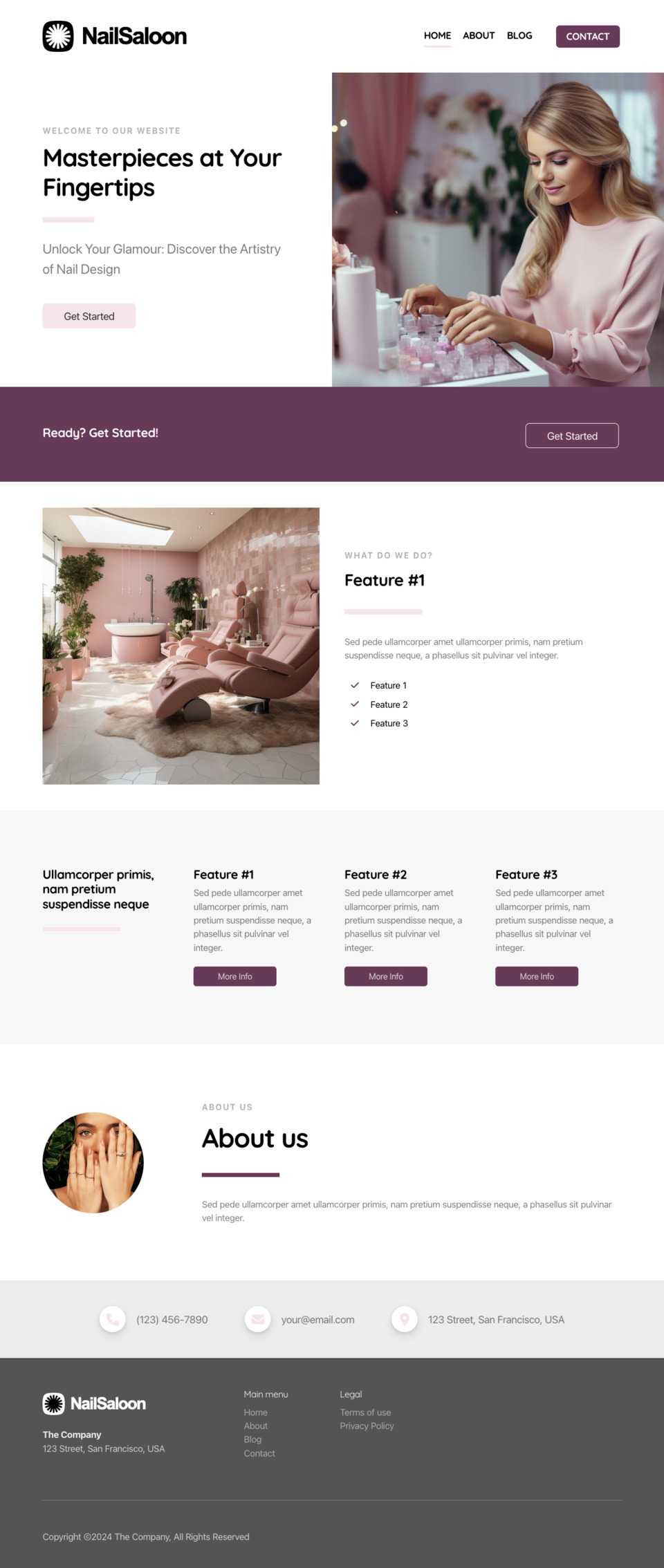 Nail Saloon Website Template - Ideal for nail salons, beauty businesses, spas, and anyone looking to create a stunning online presence for their services.