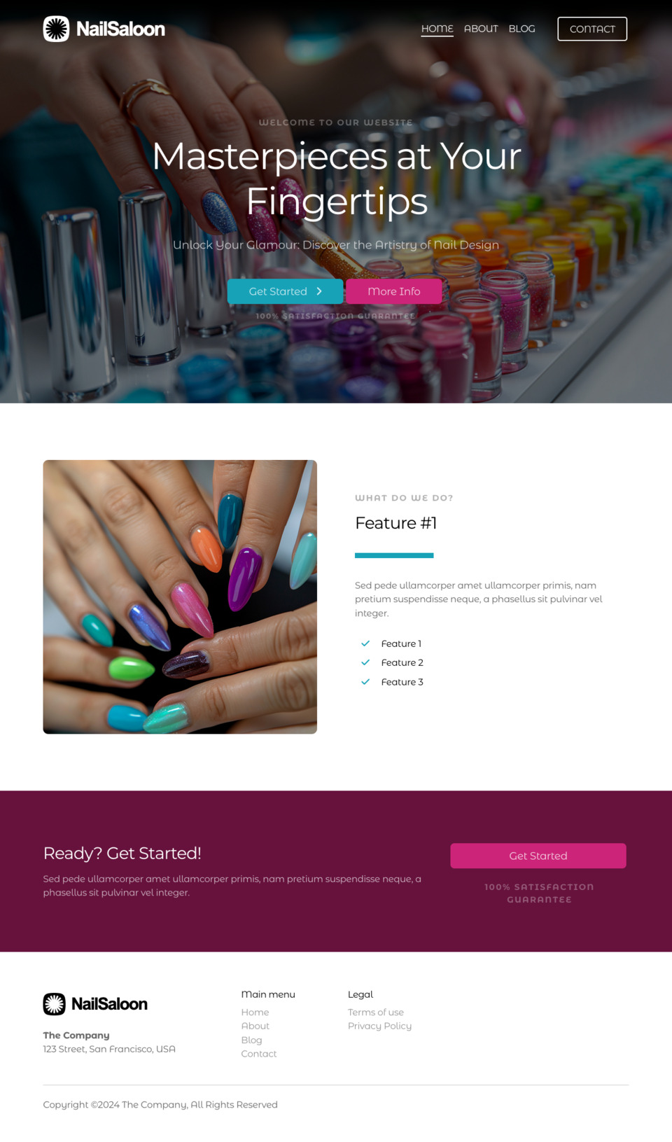 Nail Saloon Website Template - Ideal for nail salons, beauty businesses, spas, and anyone looking to create a stunning online presence for their services.