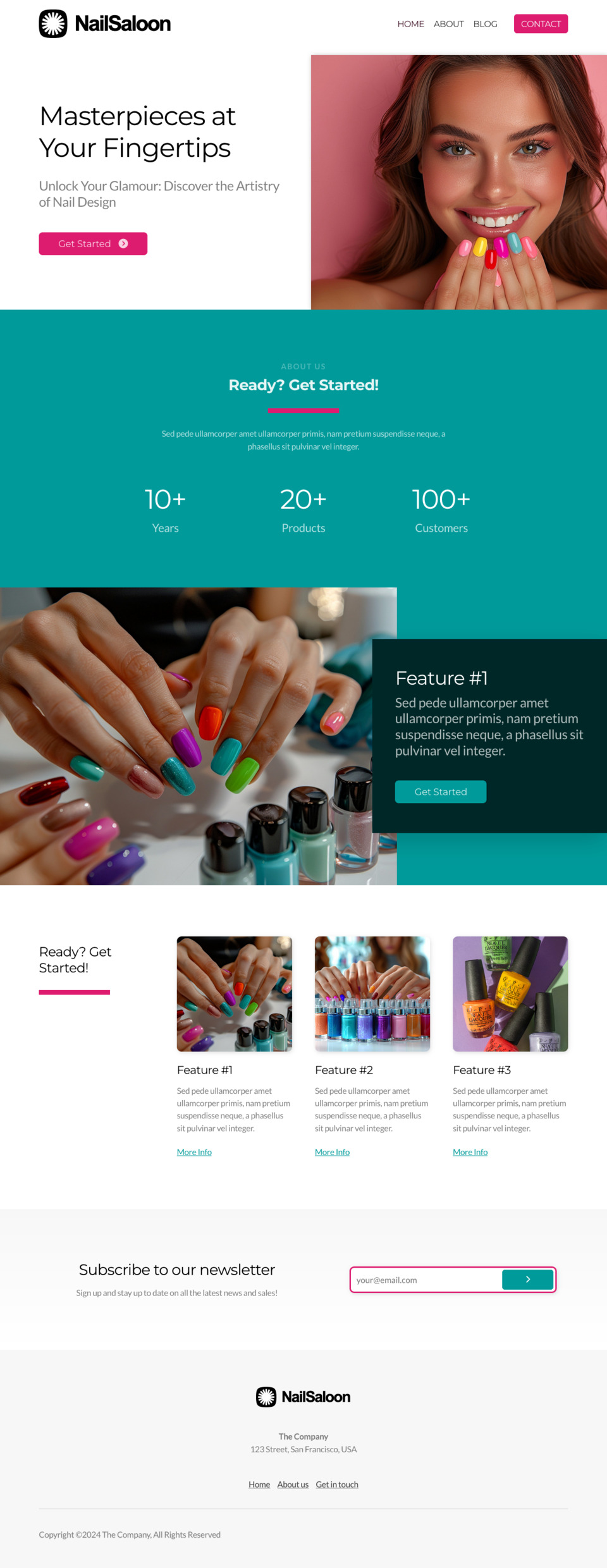 Nail Saloon Website Template - Ideal for nail salons, beauty businesses, spas, and anyone looking to create a stunning online presence for their services.