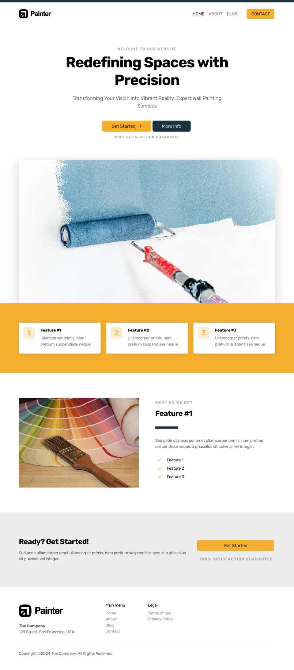 Painter Website Template - Ideal for house painting businesses, home renovation services, Handyman services, Painting contractors, and other related industries.