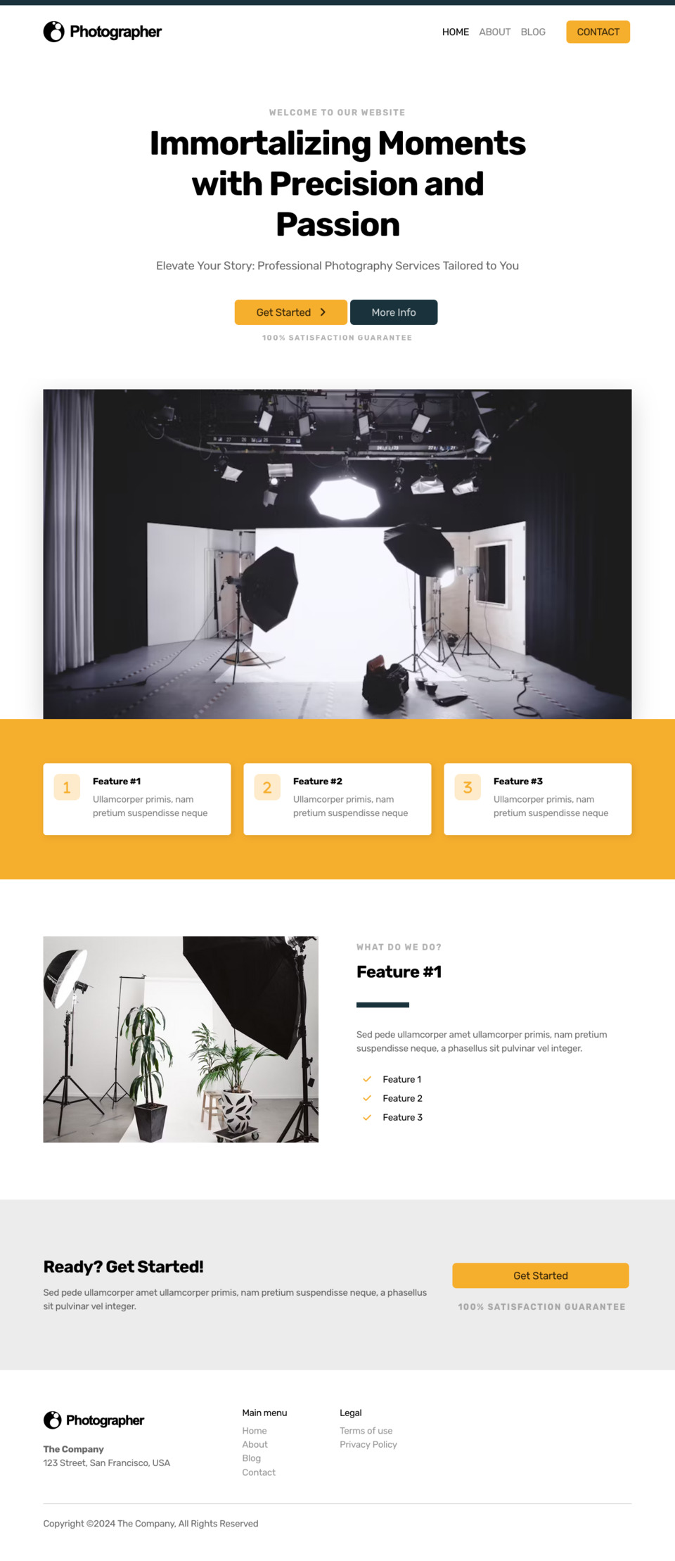 Photographer Website Template - Ideal for photographers, studios, portrait photography, event photography, commercial photography, and more.