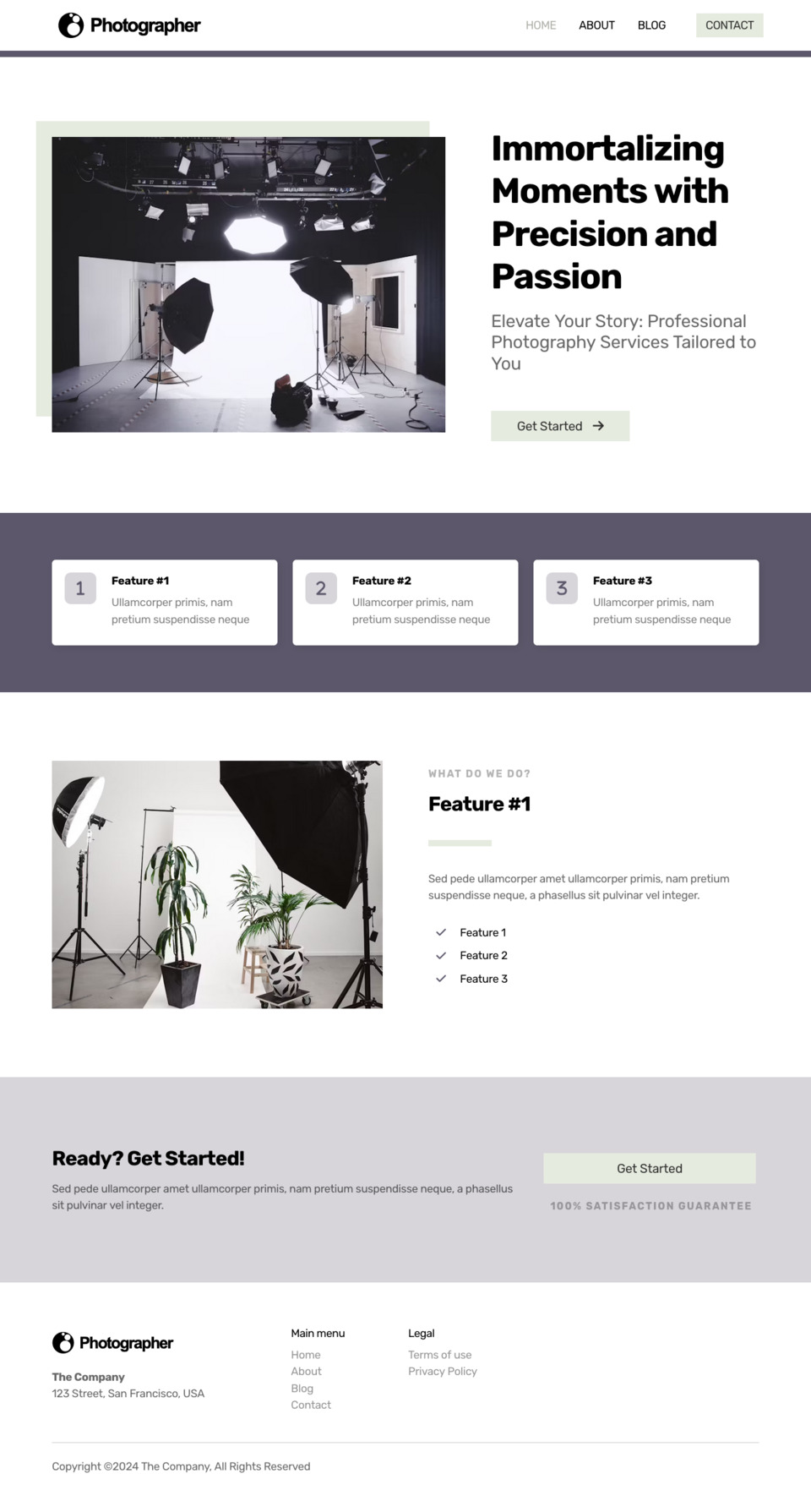 Photographer Website Template - Ideal for photographers, studios, portrait photography, event photography, commercial photography, and more.