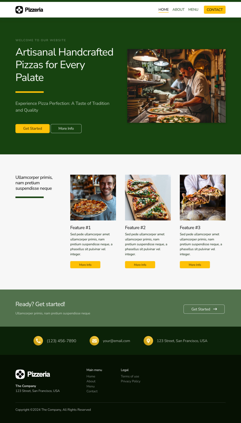 Pizzeria Website Template - Ideal for pizza restaurants, Italian eateries, diners, and small food businesses.
