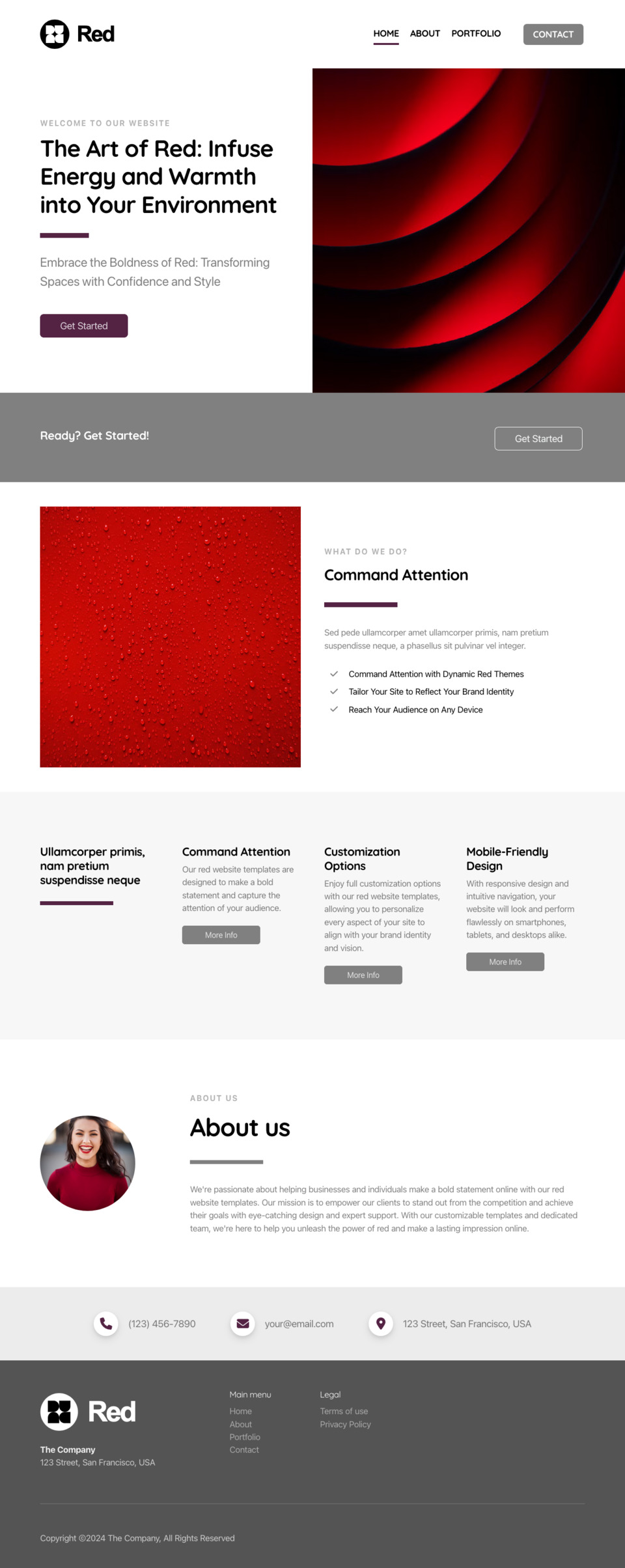 Red Website Template - Ideal for businesses looking for a vibrant and passionate online presence.