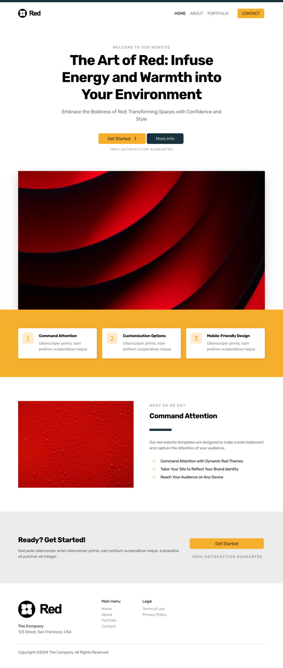 Red Website Template - Ideal for businesses looking for a vibrant and passionate online presence.