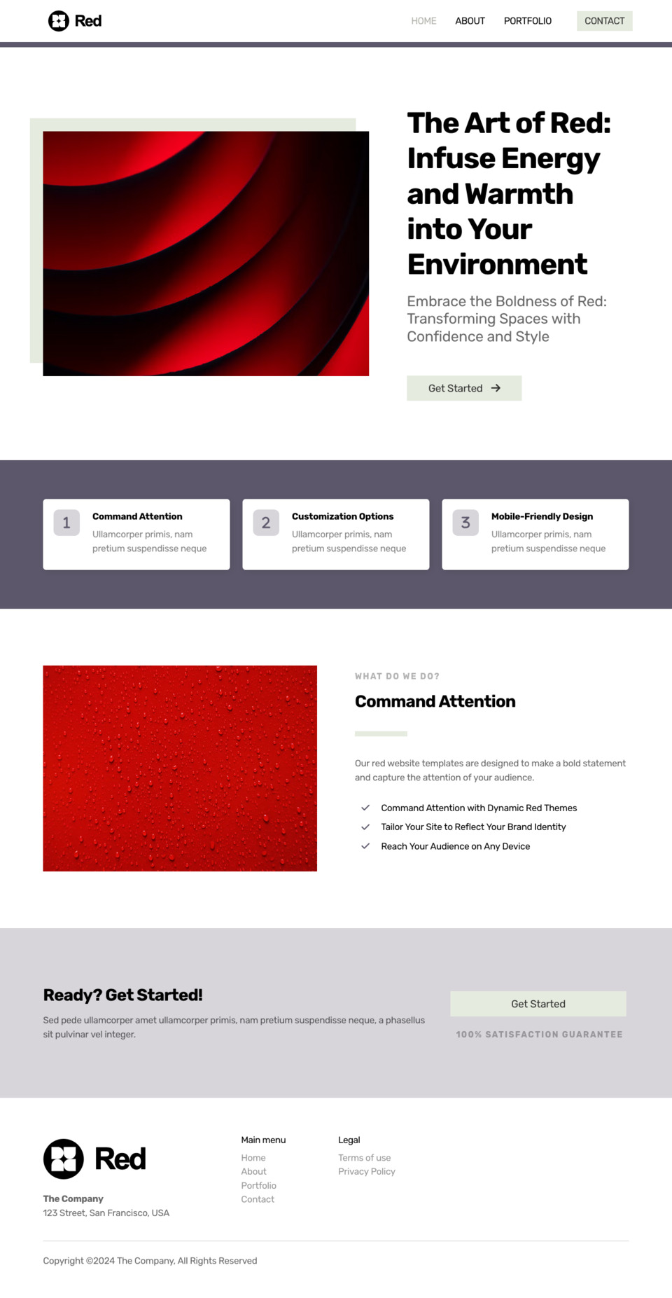 Red Website Template - Ideal for businesses looking for a vibrant and passionate online presence.