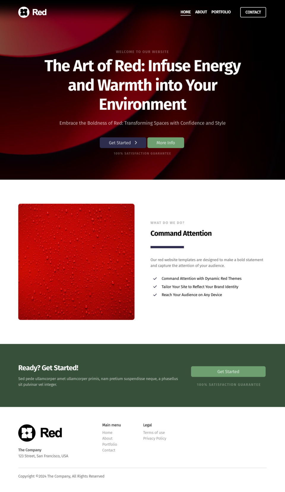 Red Website Template - Ideal for businesses looking for a vibrant and passionate online presence.