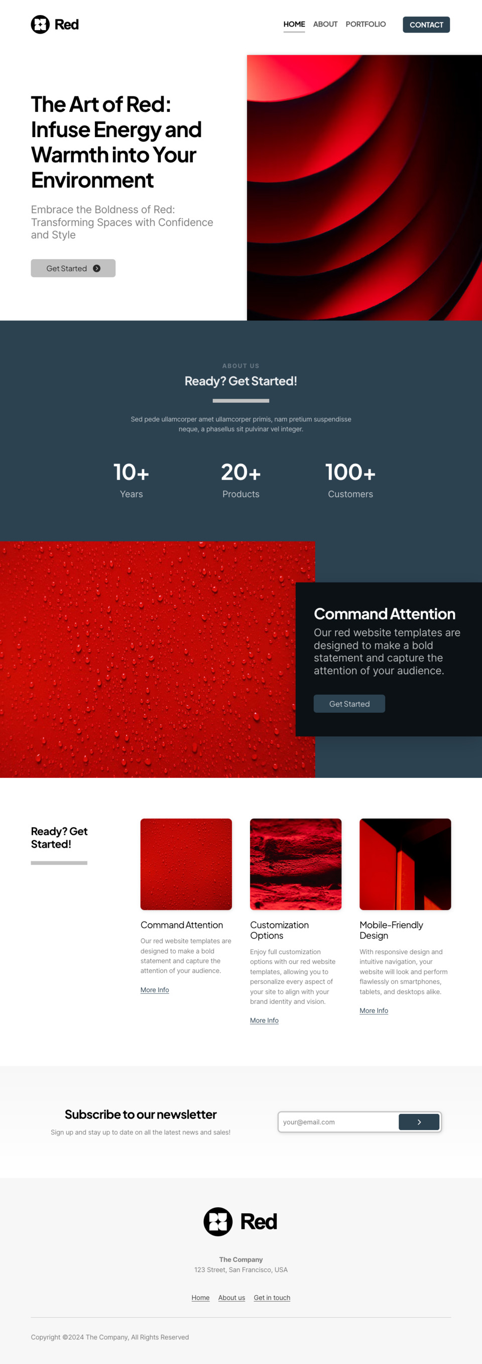 Red Website Template - Ideal for businesses looking for a vibrant and passionate online presence.