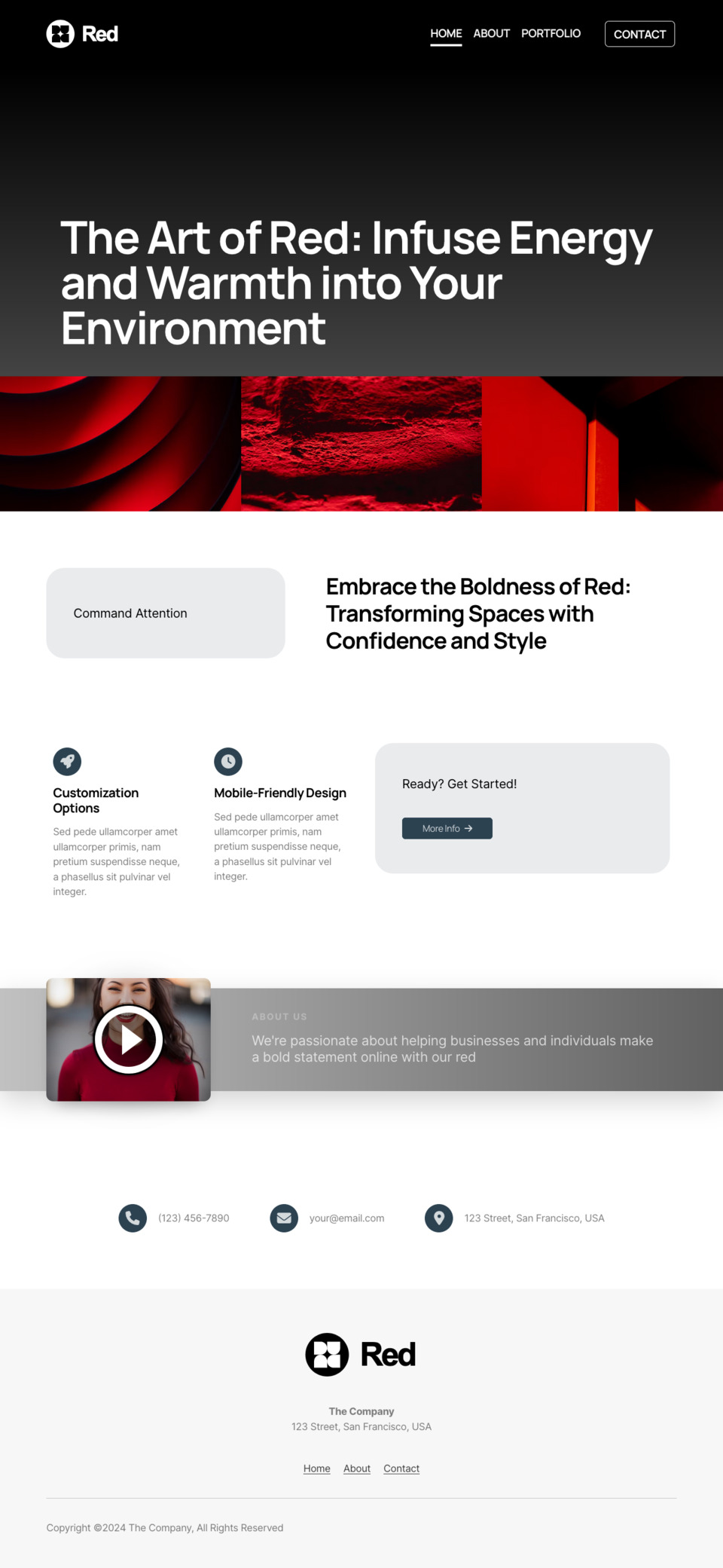 Red Website Template - Ideal for businesses looking for a vibrant and passionate online presence.