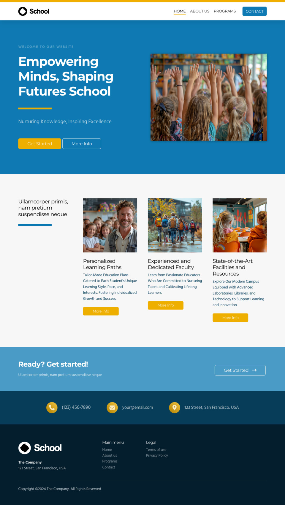 School Website Template - Ideal for schools, education centers, learning institutions, kindergartens, elementary schools, middle schools, high schools, language schools, and any educational organization.