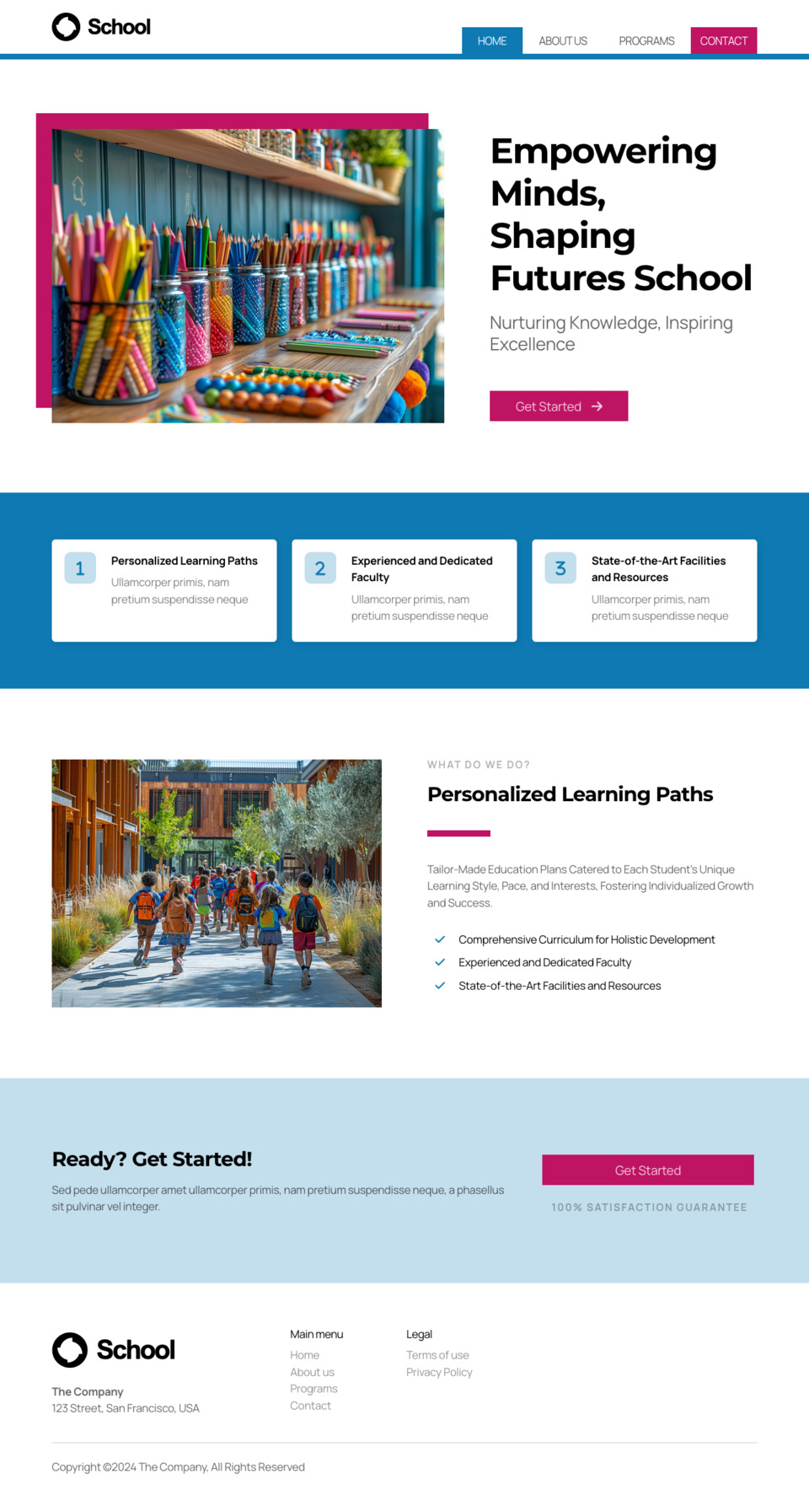 School Website Template - Ideal for schools, education centers, learning institutions, kindergartens, elementary schools, middle schools, high schools, language schools, and any educational organization.