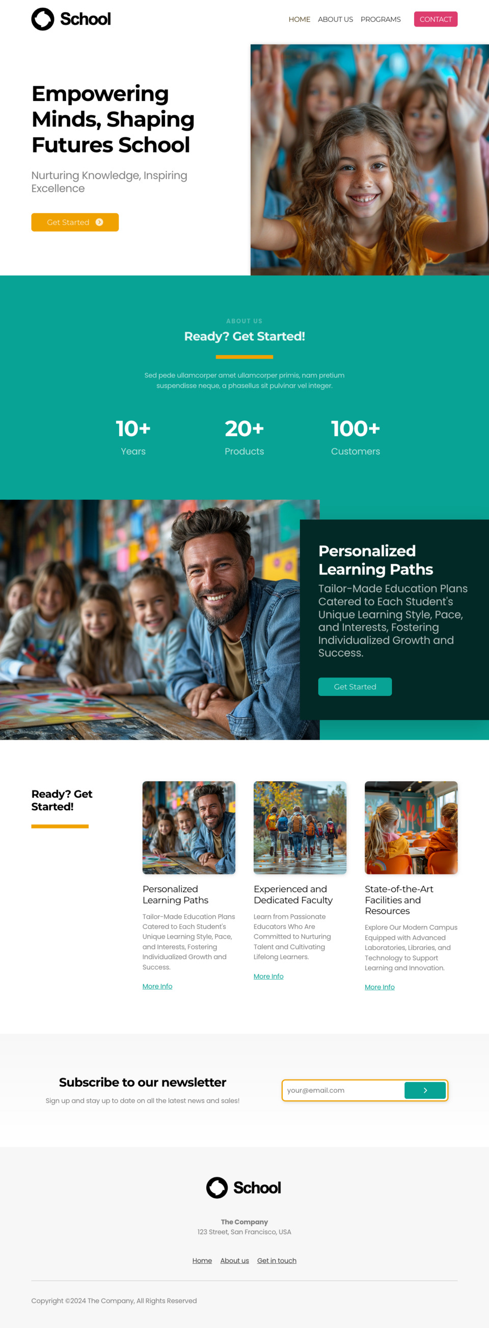 School Website Template - Ideal for schools, education centers, learning institutions, kindergartens, elementary schools, middle schools, high schools, language schools, and any educational organization.