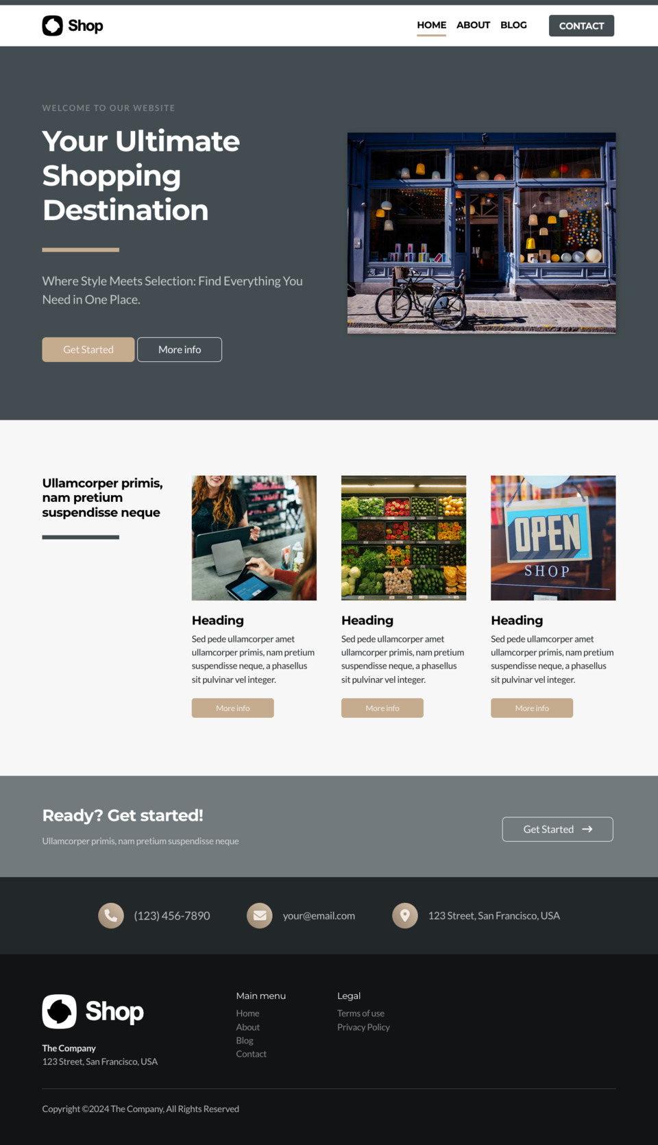 Shop Website Template - Ideal for small business owners, boutique owners, retail shops, e-commerce startups, and anyone looking to launch an online store quickly and effortlessly.