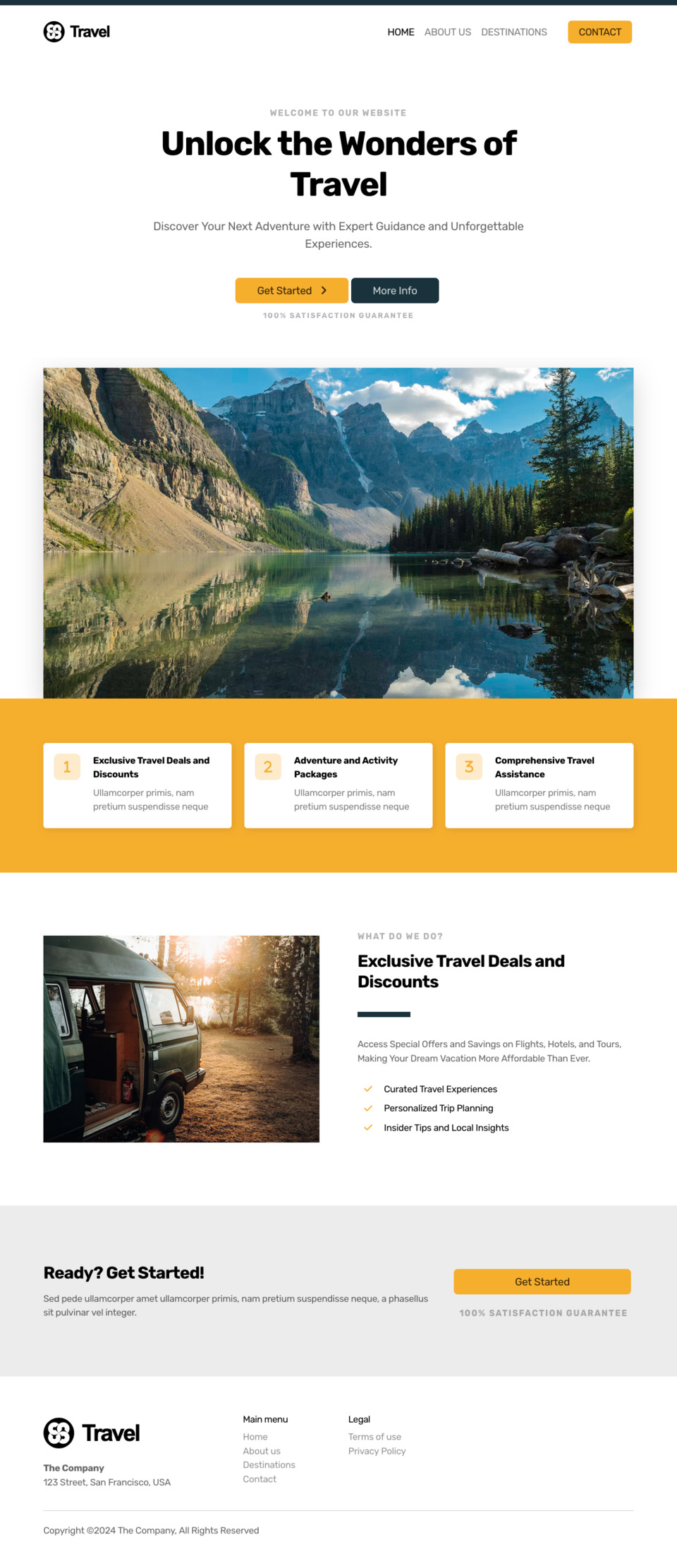 Voyage Website Template - Ideal for travel bloggers, vacation planners, tour guides, travel agencies, and anyone looking to create a visually appealing website related to travel and exploration.