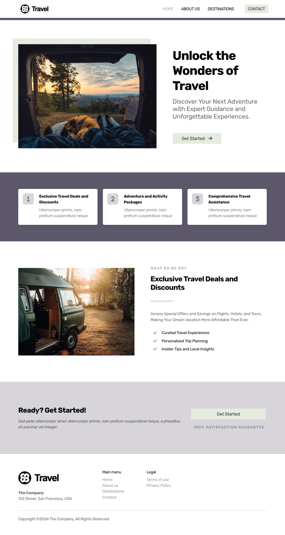 Voyage Website Template - Ideal for travel bloggers, vacation planners, tour guides, travel agencies, and anyone looking to create a visually appealing website related to travel and exploration.