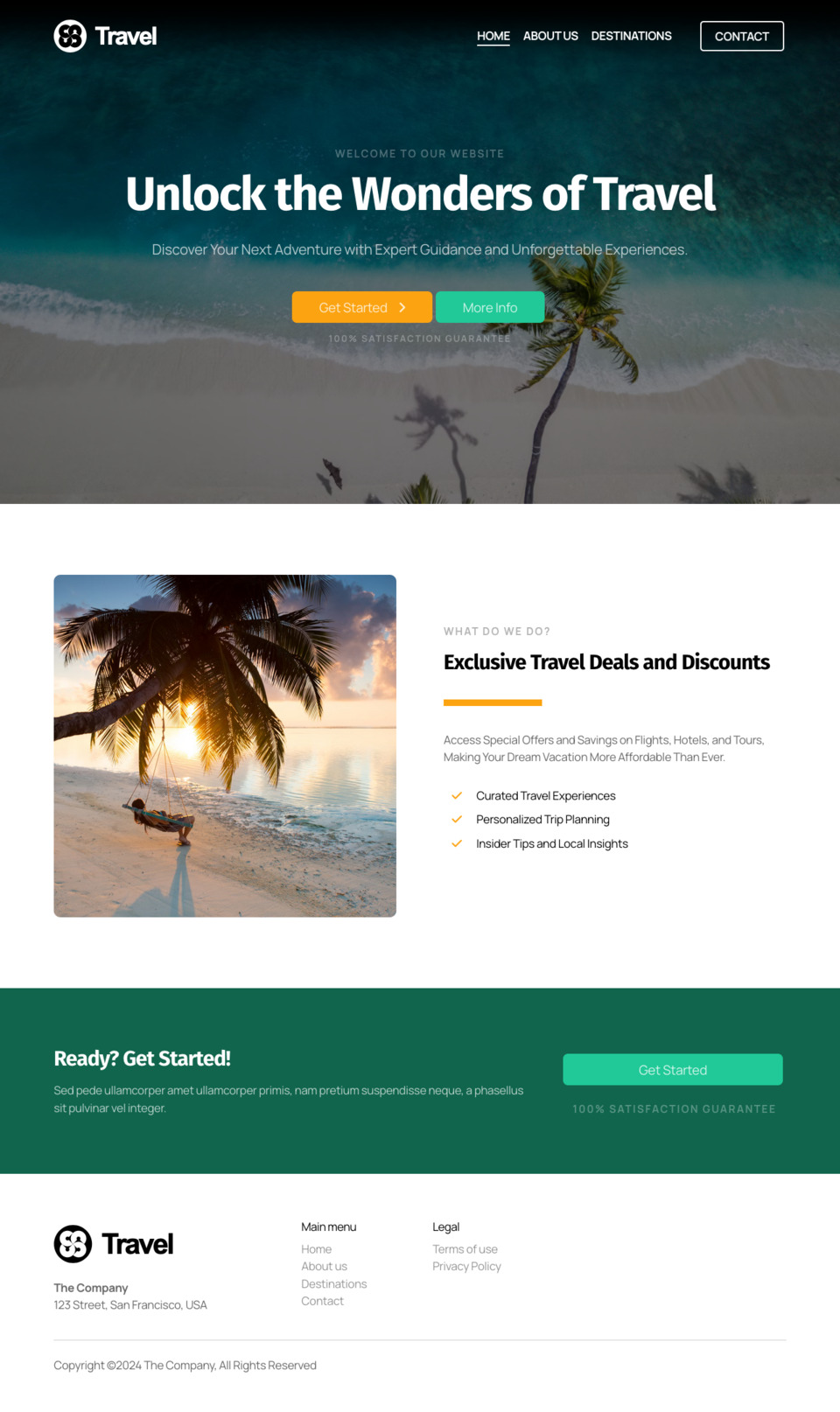 Voyage Website Template - Ideal for travel bloggers, vacation planners, tour guides, travel agencies, and anyone looking to create a visually appealing website related to travel and exploration.