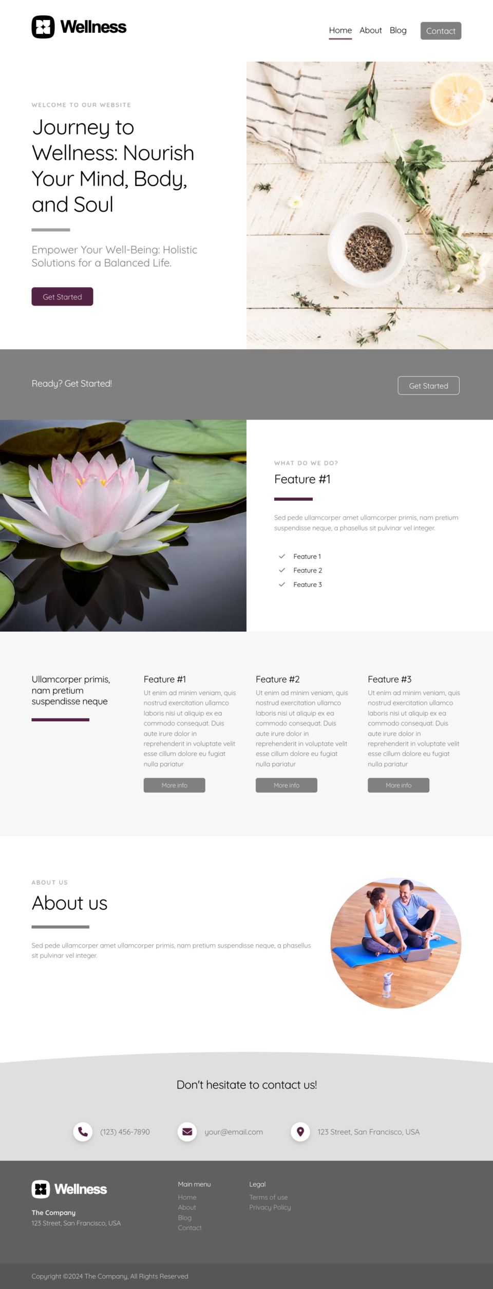 Wellness Website Template - Ideal for wellness spas, health coaches, fitness studios, nutritionists, and personal development bloggers