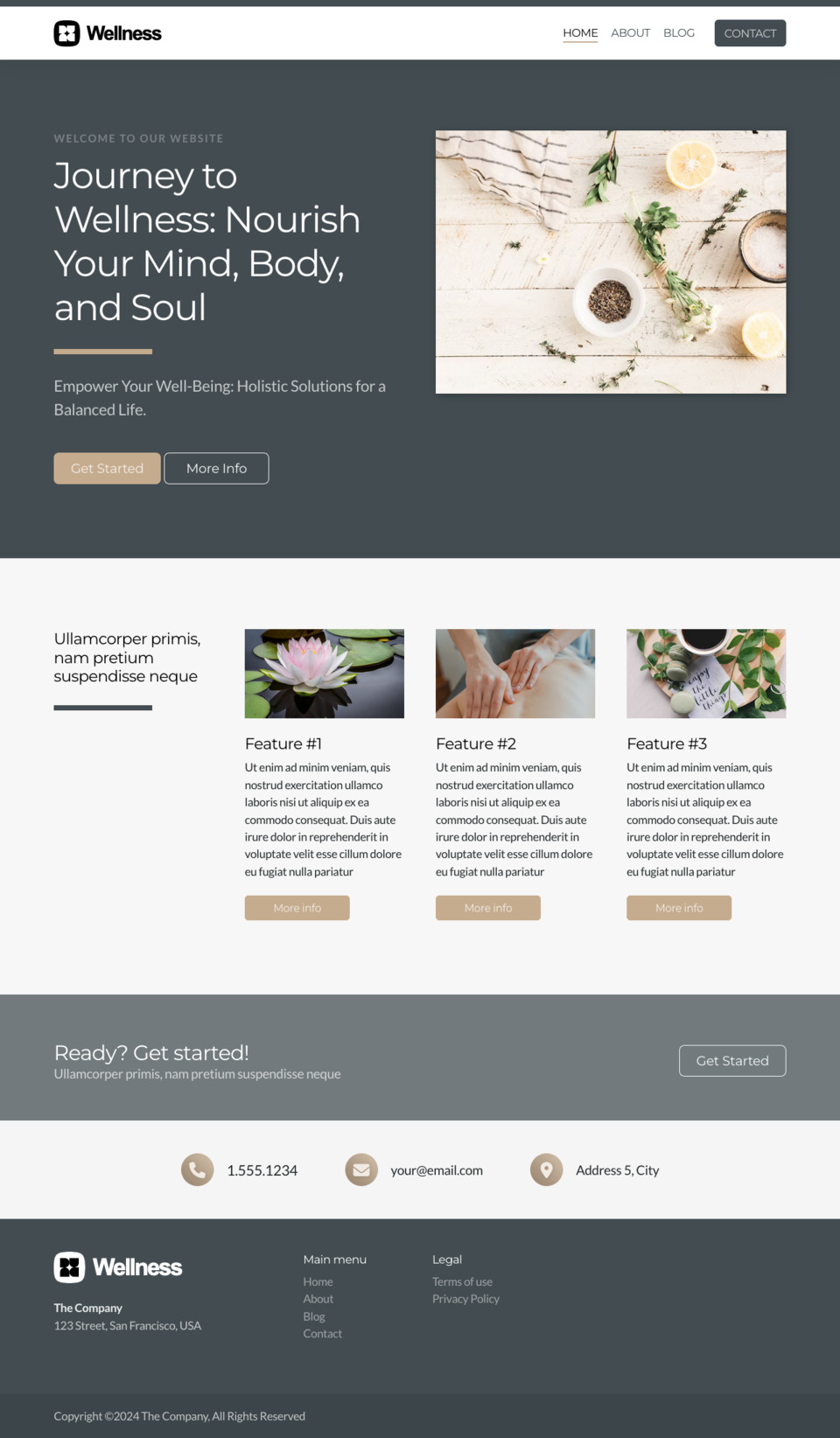 Wellness Website Template - Ideal for wellness spas, health coaches, fitness studios, nutritionists, and personal development bloggers