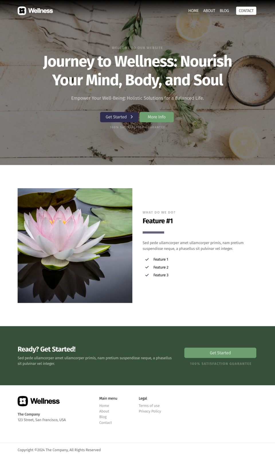 Wellness Website Template - Ideal for wellness spas, health coaches, fitness studios, nutritionists, and personal development bloggers