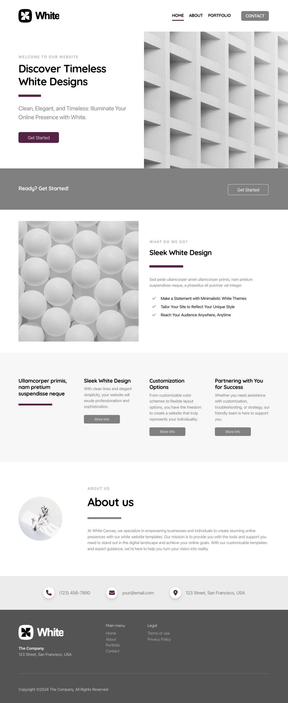 White Website Template - Ideal for small businesses, bloggers, artists, and individuals looking for a clean and sophisticated online presence.