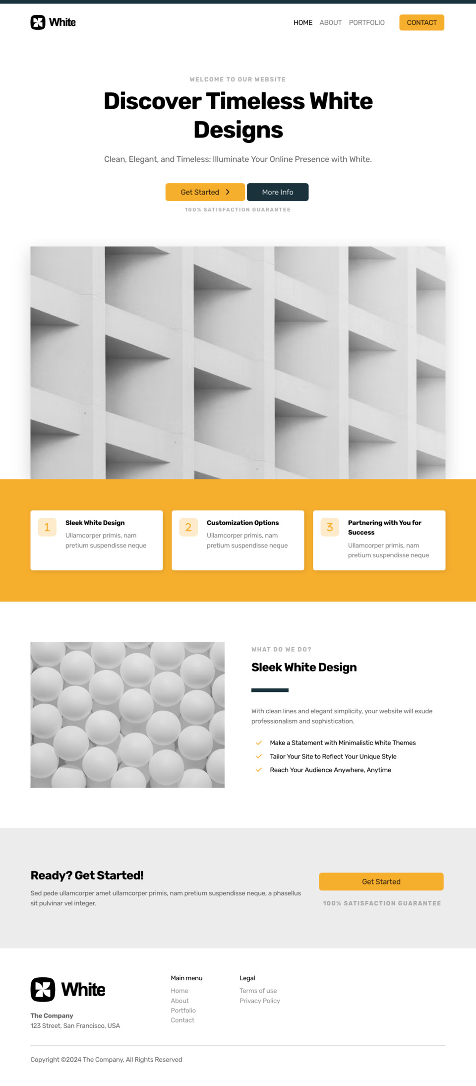 White Website Template - Ideal for small businesses, bloggers, artists, and individuals looking for a clean and sophisticated online presence.