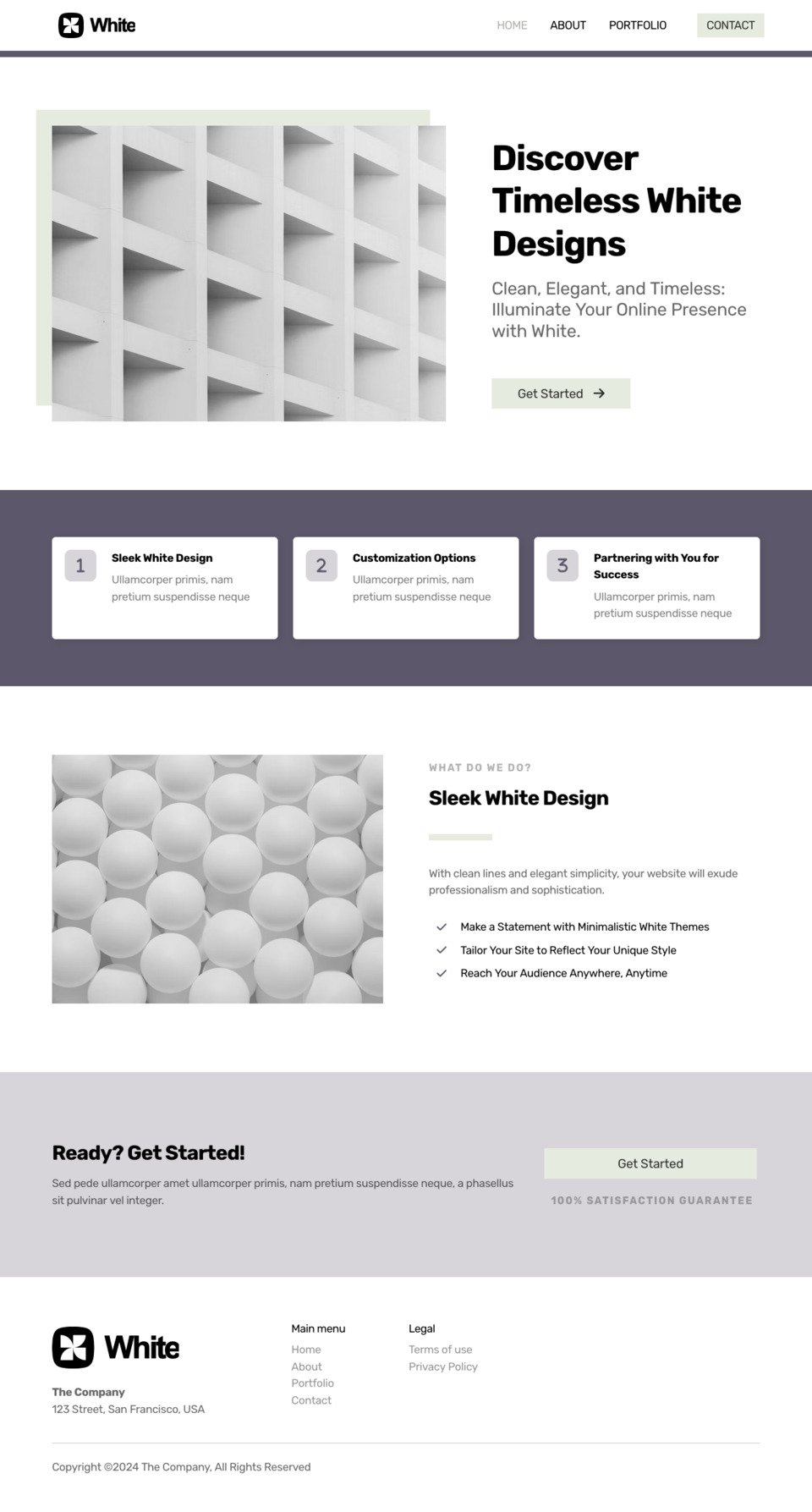 White Website Template - Ideal for small businesses, bloggers, artists, and individuals looking for a clean and sophisticated online presence.