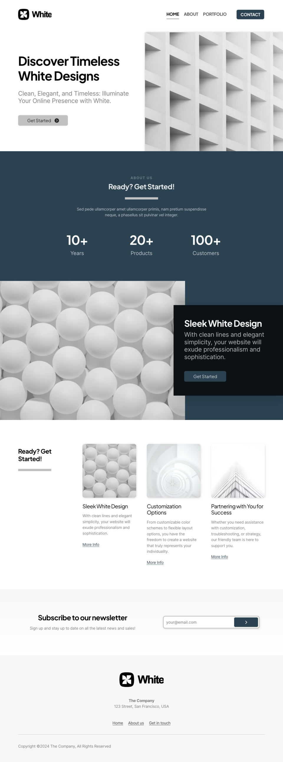 White Website Template - Ideal for small businesses, bloggers, artists, and individuals looking for a clean and sophisticated online presence.