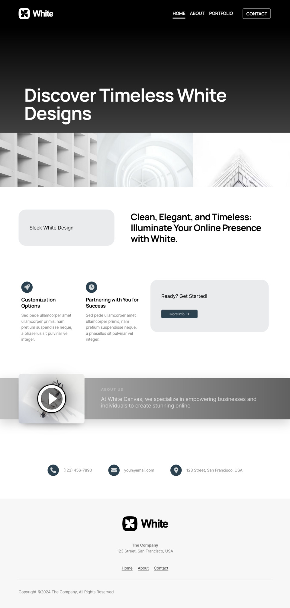 White Website Template - Ideal for small businesses, bloggers, artists, and individuals looking for a clean and sophisticated online presence.