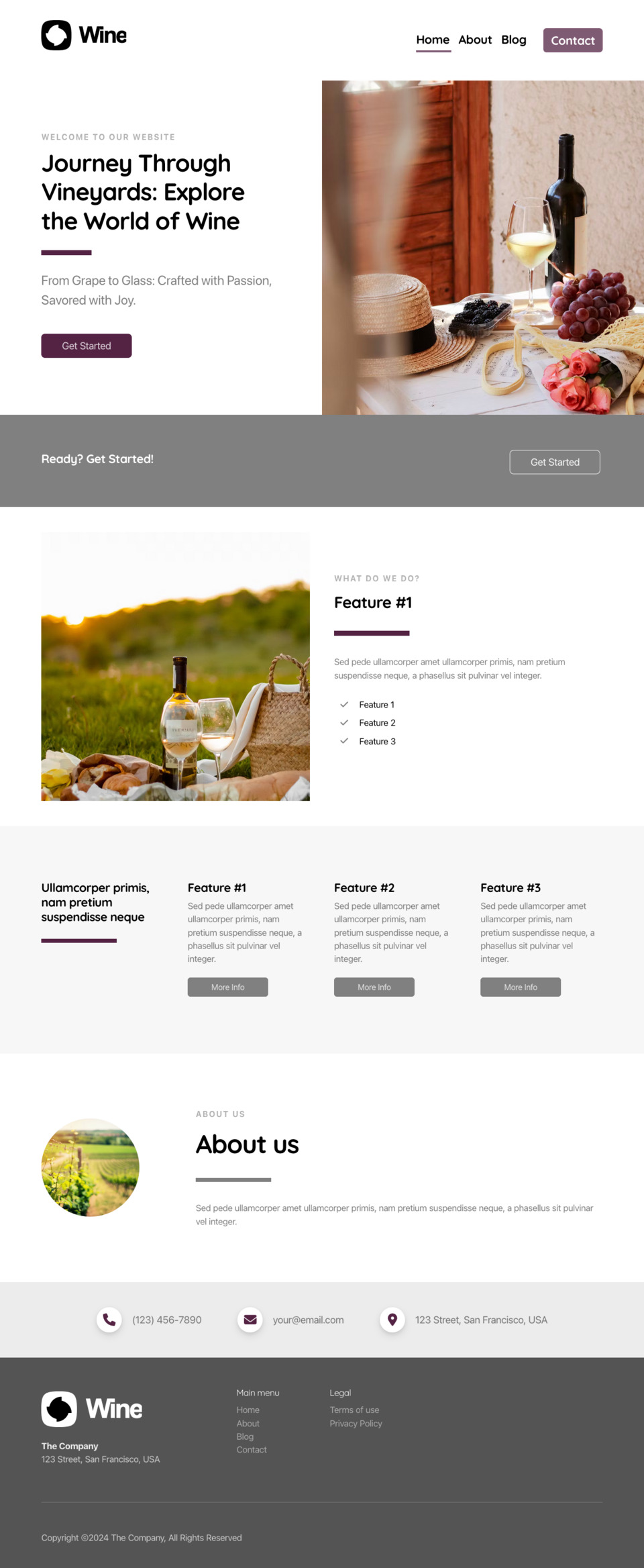 Wine Website Template - Ideal for Wineries, Wine Bars, Wine Shops, Wine Clubs, and Wine Enthusiasts