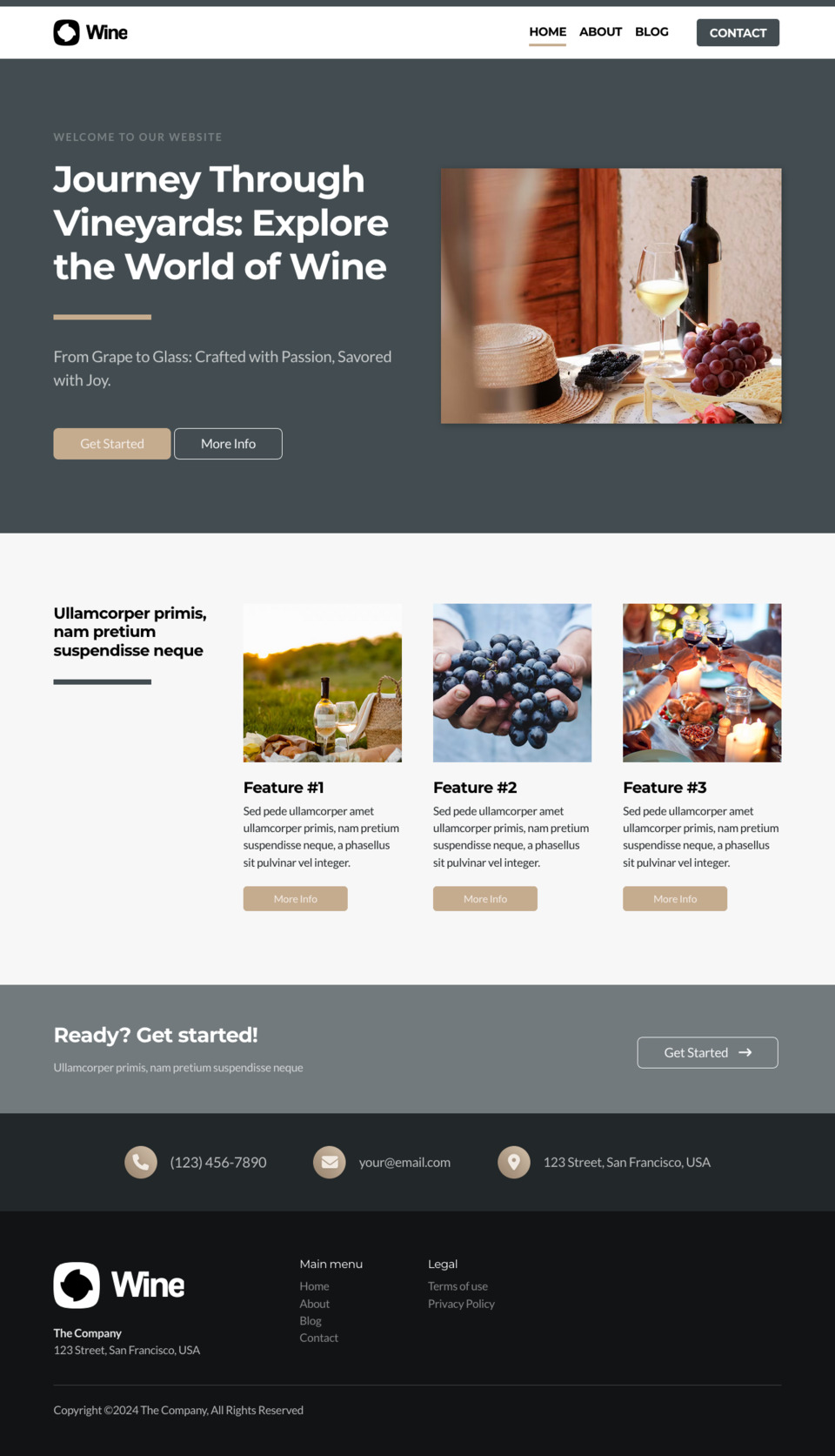 Wine Website Template - Ideal for Wineries, Wine Bars, Wine Shops, Wine Clubs, and Wine Enthusiasts