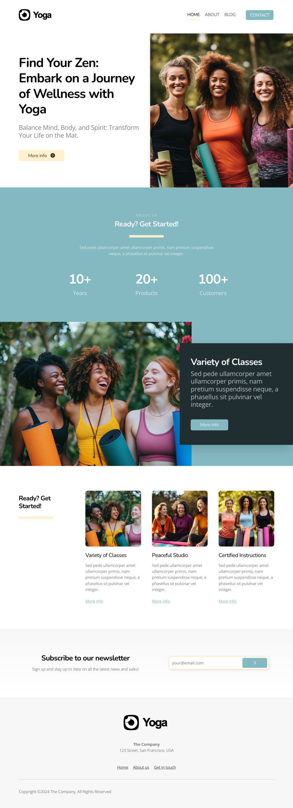 Yoga Website Template - Ideal for yoga classes, fitness centers, wellness blogs, personal trainers, and anyone in the health and wellness industry.