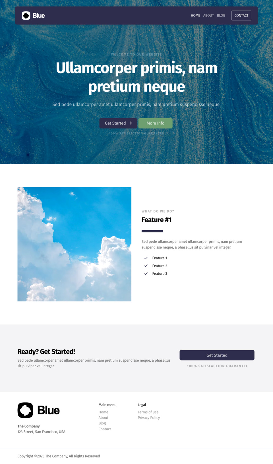Blue Website Template - Ideal for online businesses, marketing professionals, educators, and anyone looking for a visually appealing and easy-to-manage website.
