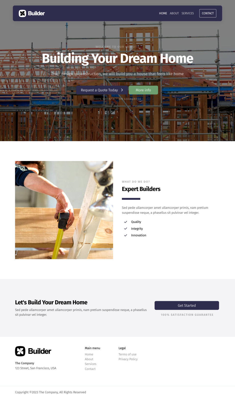 Builder Website Template - Ideal for home builders, construction companies, architects, and general contractors looking to create a professional online presence.