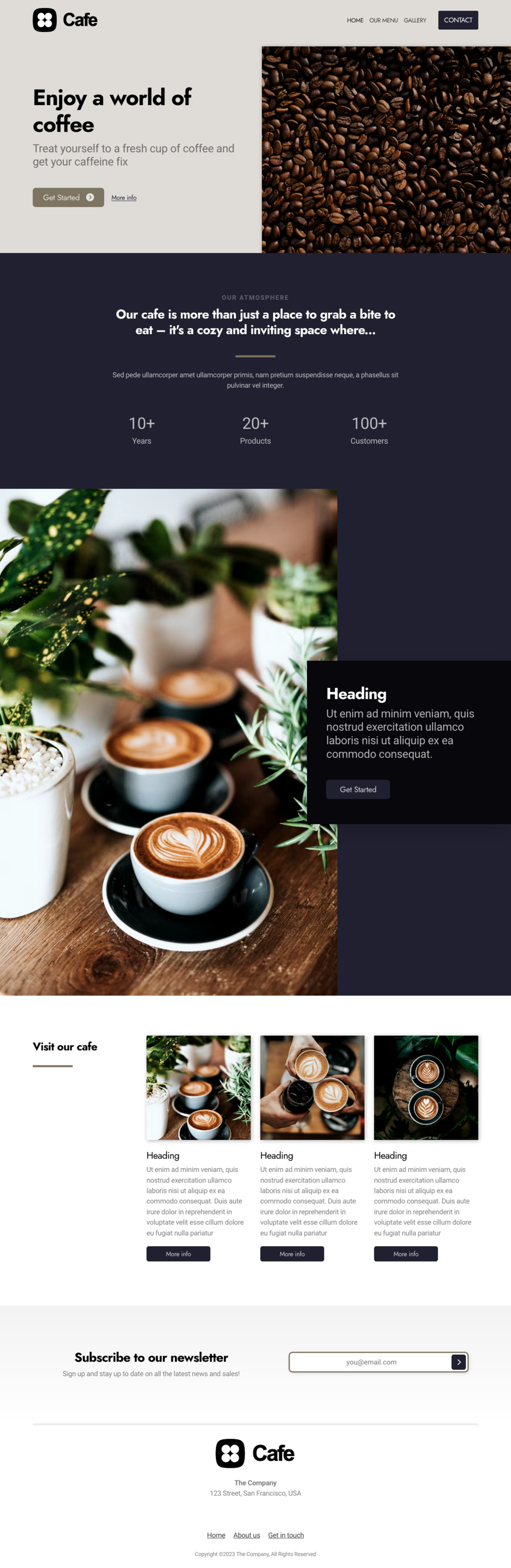 Cafe Website Template - Ideal for cafes, coffee shops, roasteries, and any coffee-related businesses looking to establish an online presence.