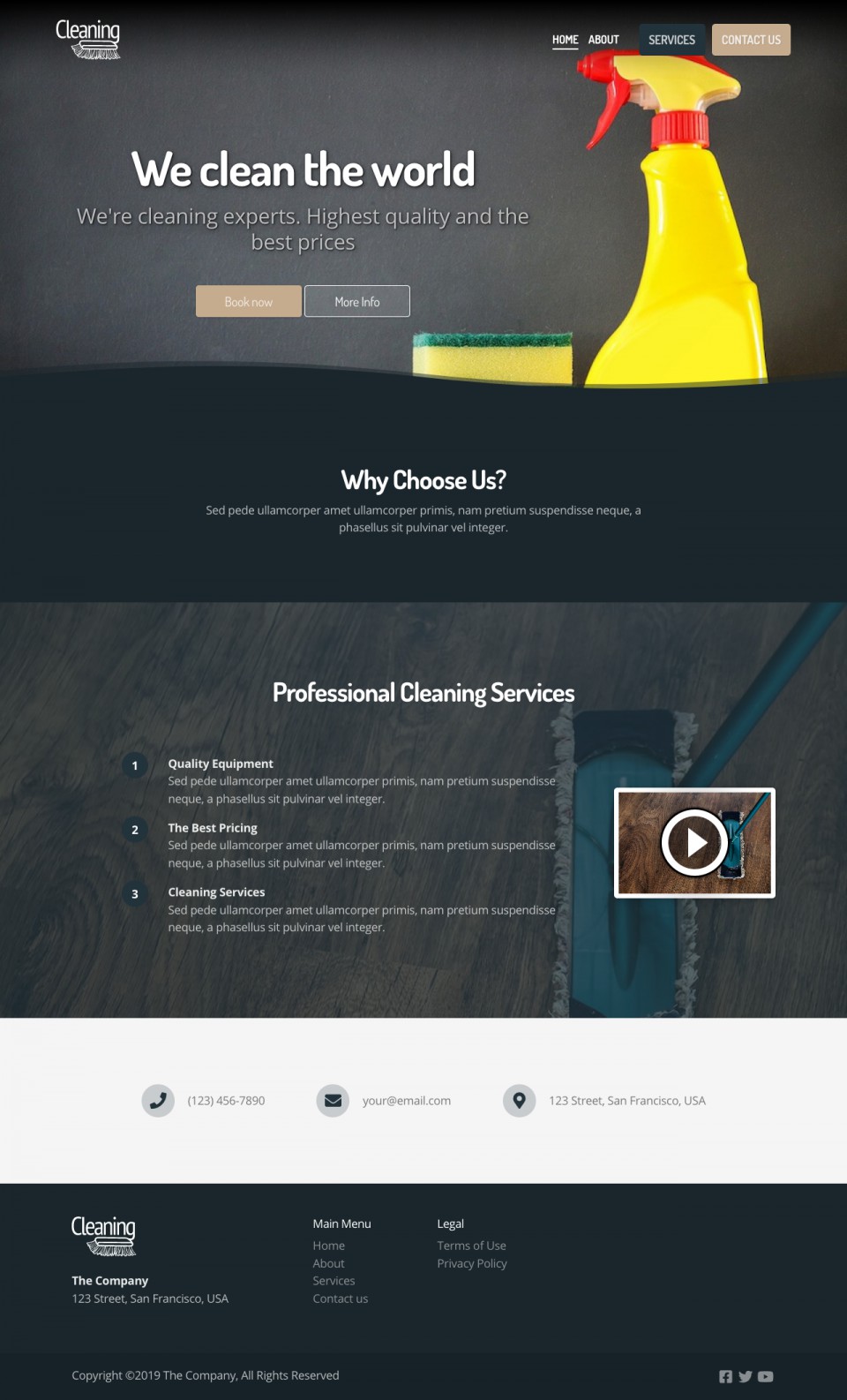 Cleaning Website Template - Ideal for small businesses, cleaning services, housework agencies, personal blogs, online stores, and more