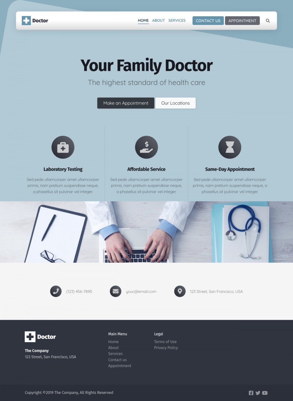 Doctor Website Template - Ideal for family doctors, hospitals, healthcare providers, and those in the fields of surgery and medication